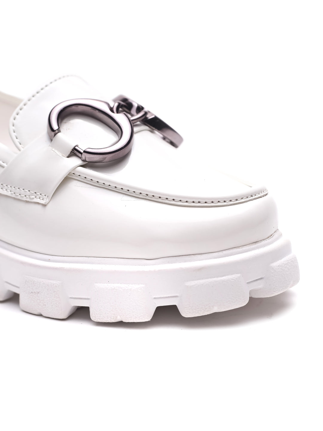 Brauch White Patent Embellished Loafer Shoe
