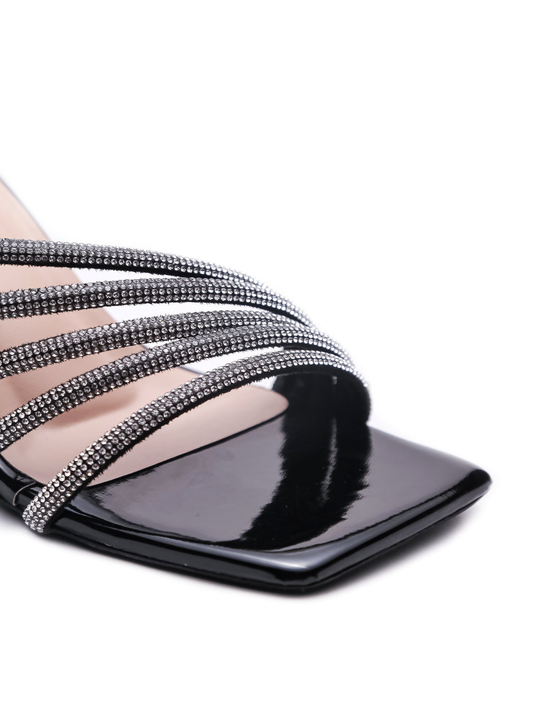 Brauch Black Rhinestone Multi-straps heel