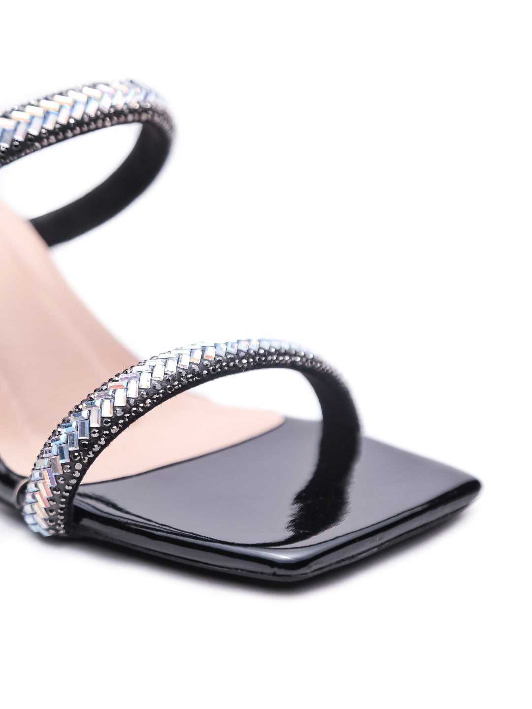 Brauch Black Patterned Rhinestone Transparent heel