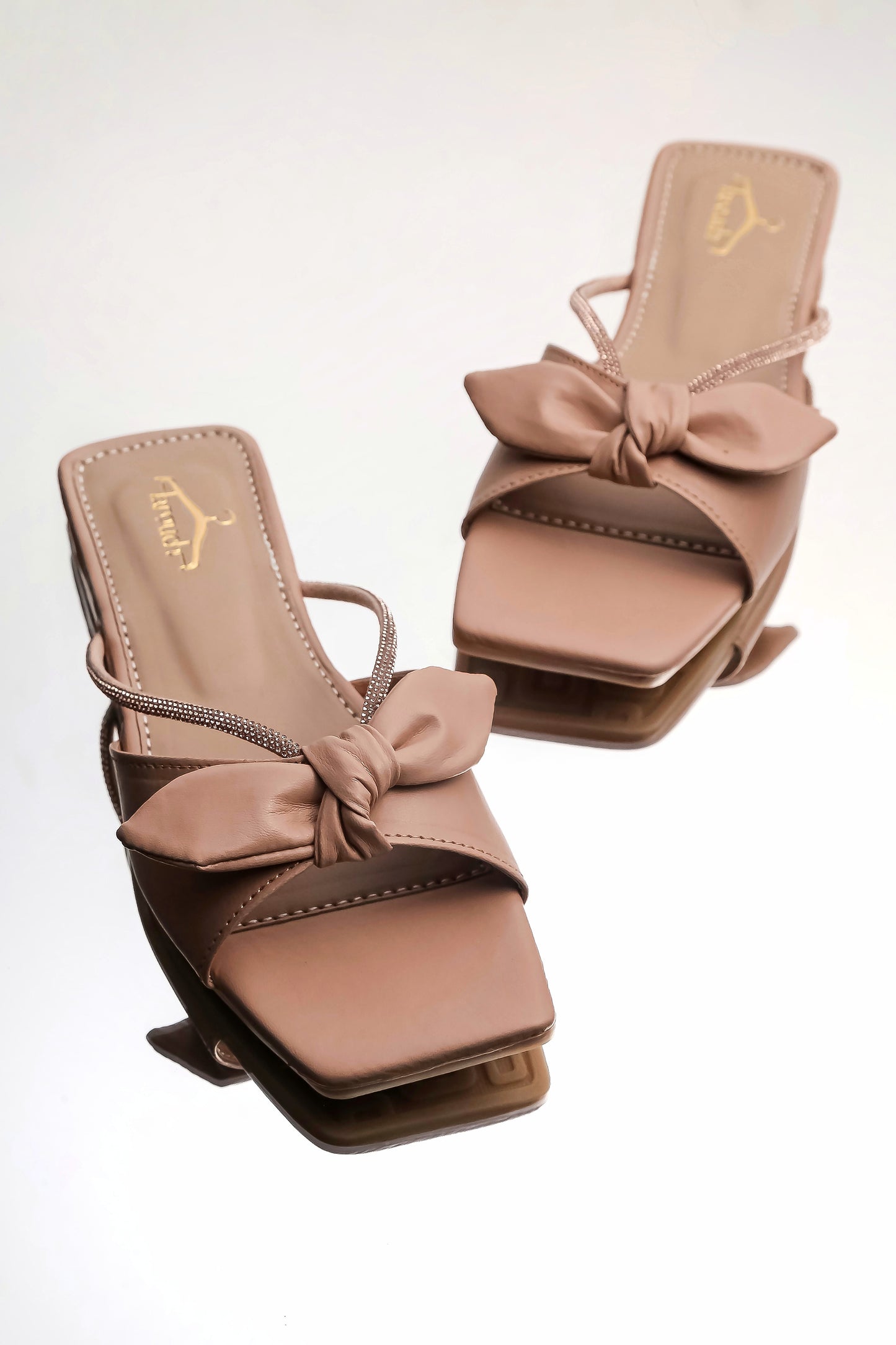 Brauch Women Peach Rhinestone Embellished Bow Flats