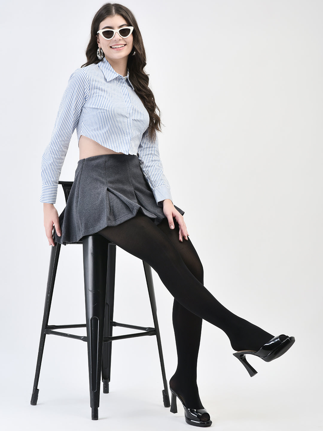 Brauch Women Black Semi Sheer Stretchable Stockings