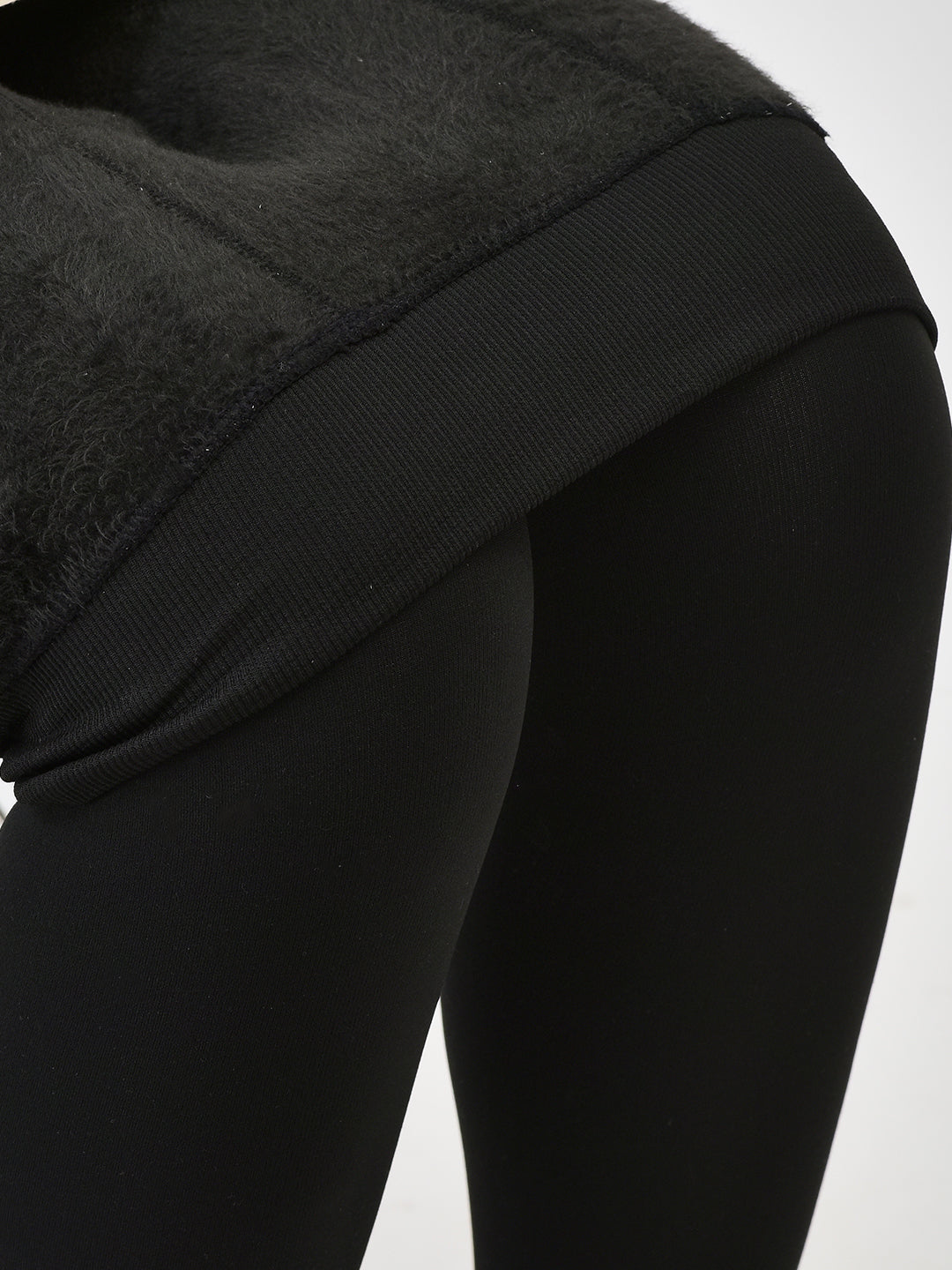 Brauch Women Fleece Black Stretchable Winter Stockings