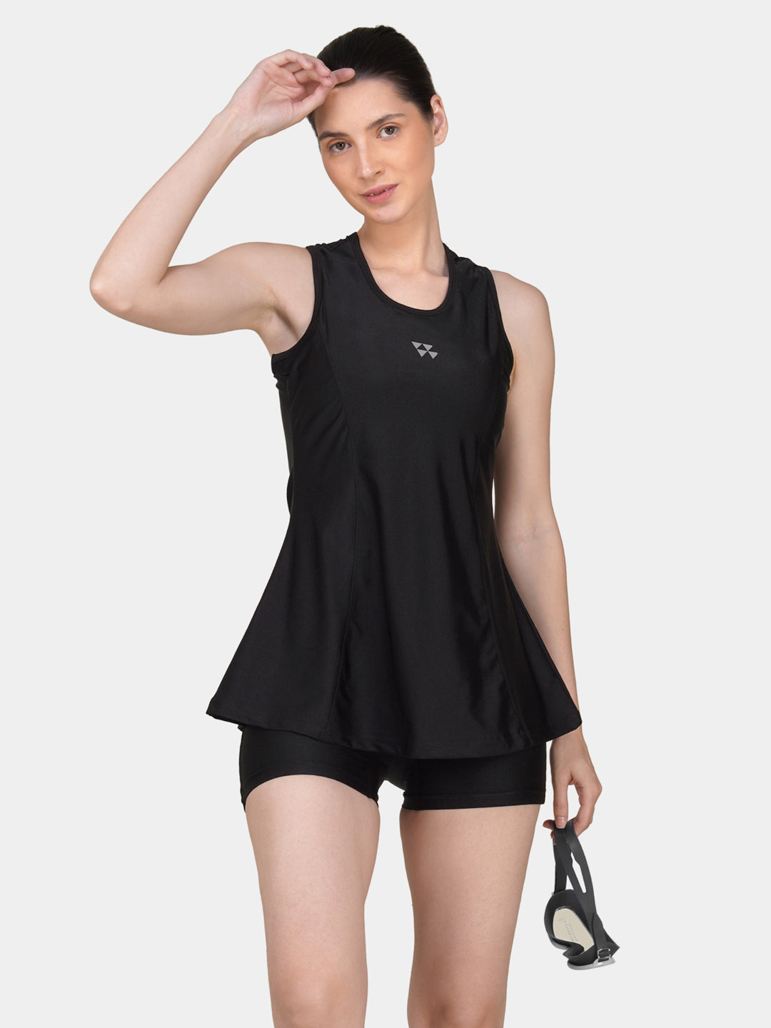 Brauch Women Black Padded Active Fit 2-Piece Swimwear Set