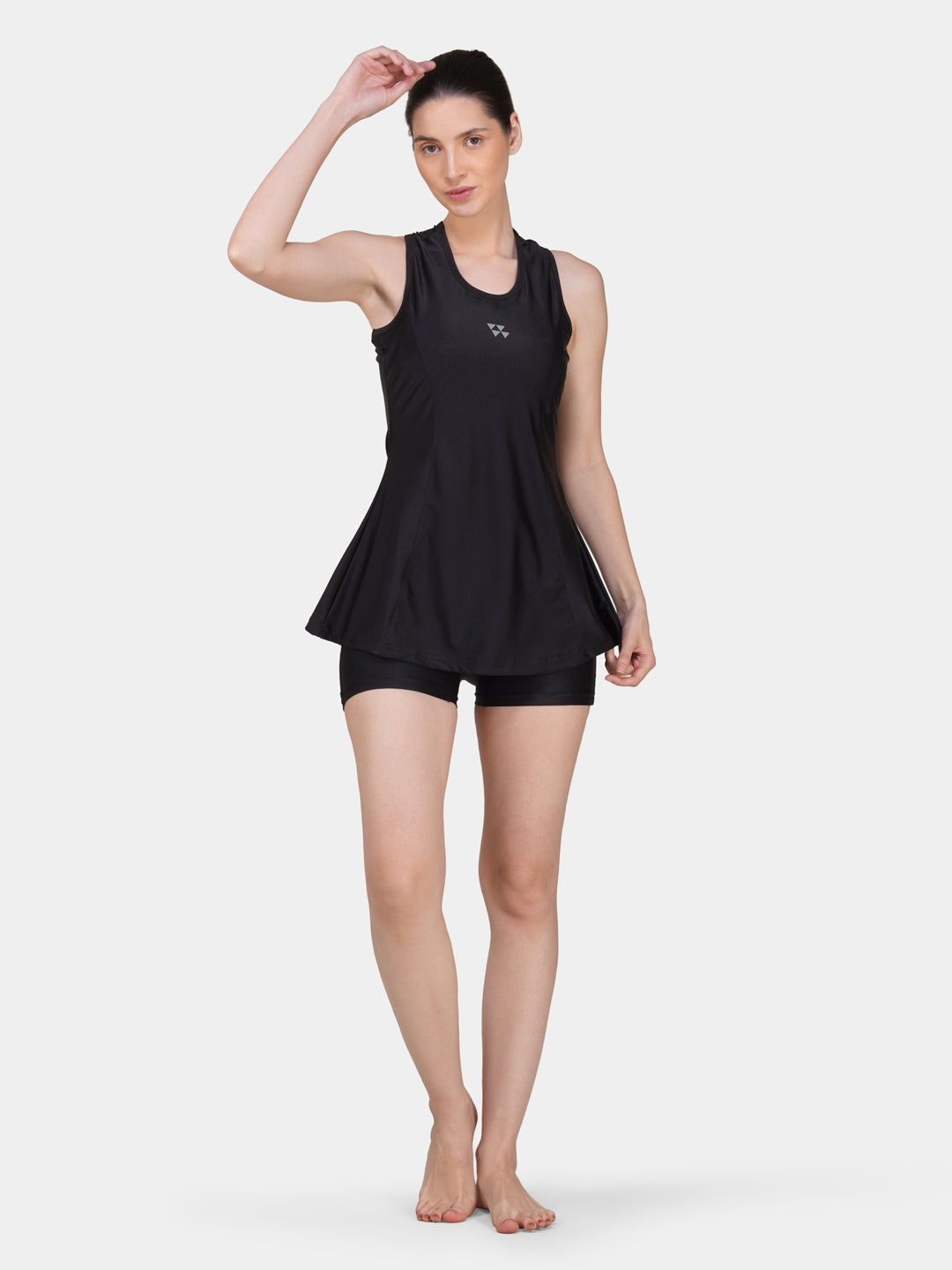 Brauch Women Black Padded Active Fit 2-Piece Swimwear Set
