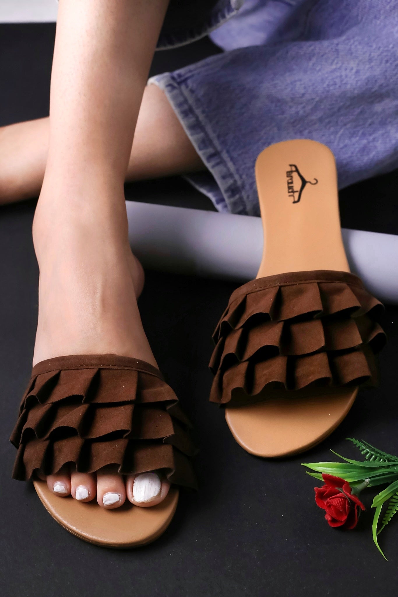 Brauch Brown Suede Frock Flats