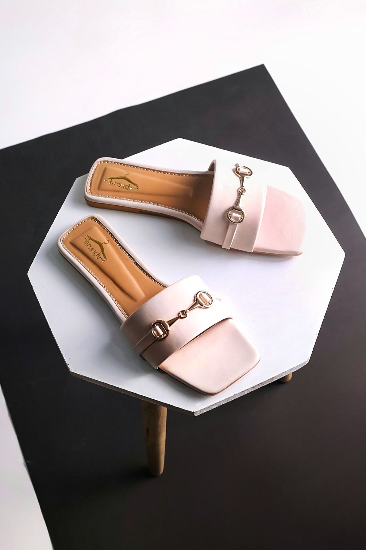 Brauch Women Cream Embellished Buckle Flats