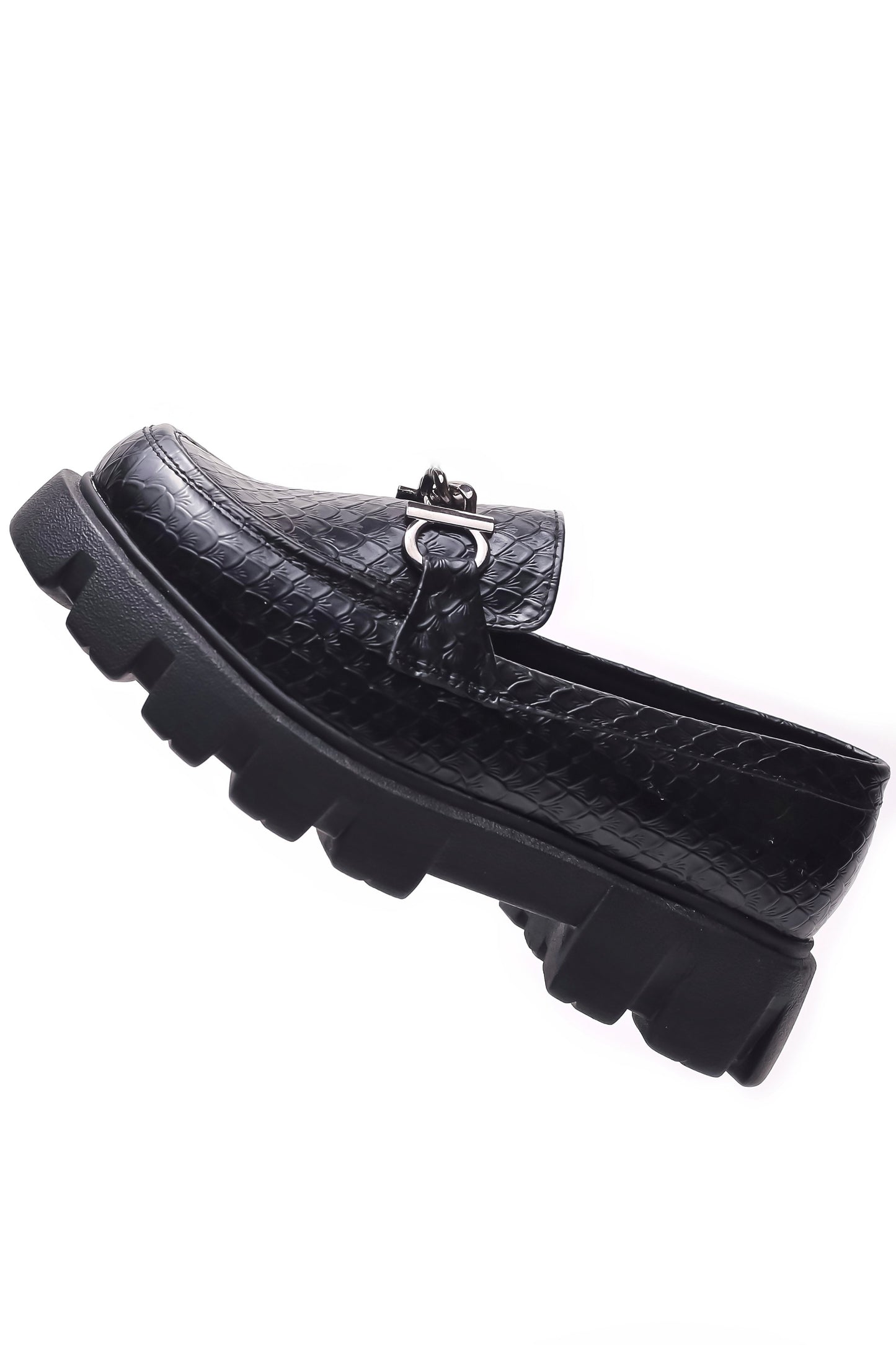 Brauch Black Patterned Buckle Embellished Loafer Shoe