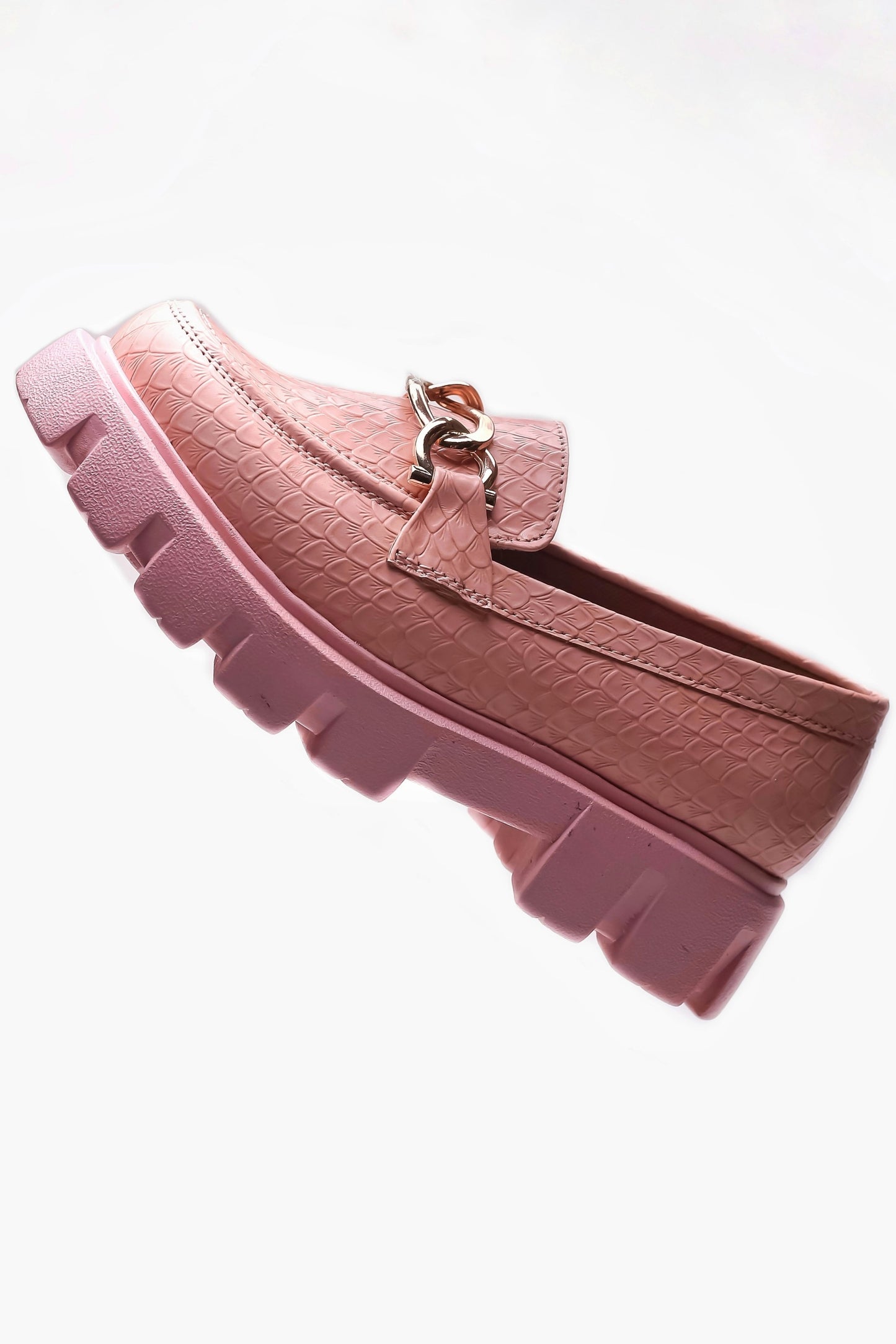 Brauch Pink Patterned Embellished Loafer Shoe