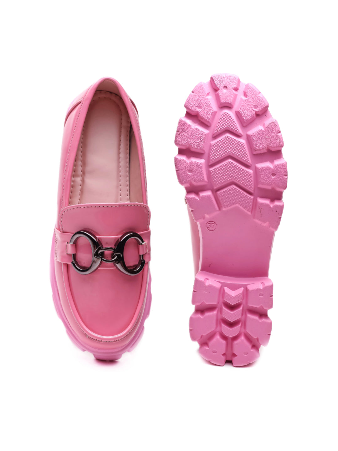 Brauch Pink Patent Embellished Loafer Shoe
