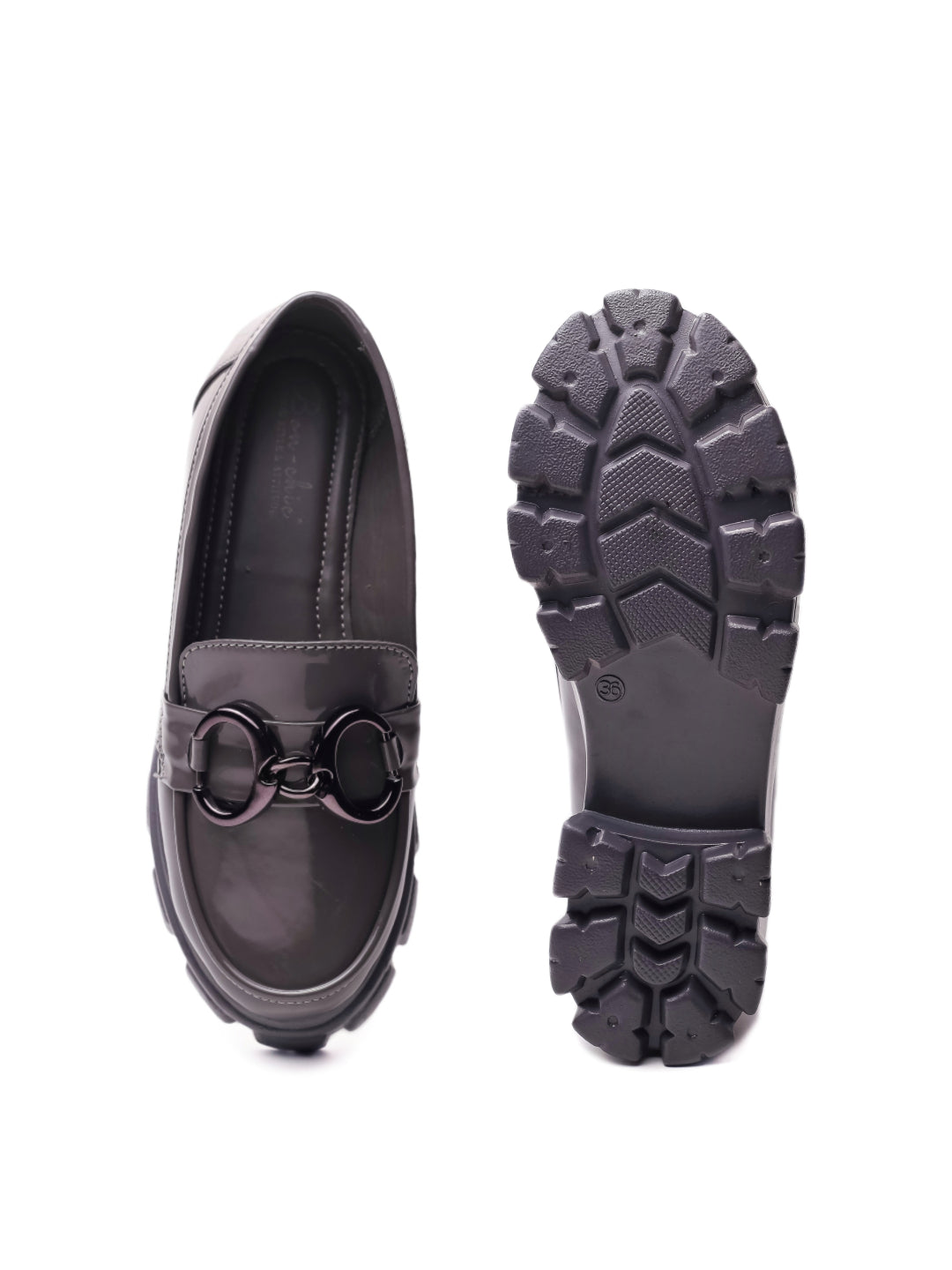 Brauch Grey Patent Embellished Loafer Shoe