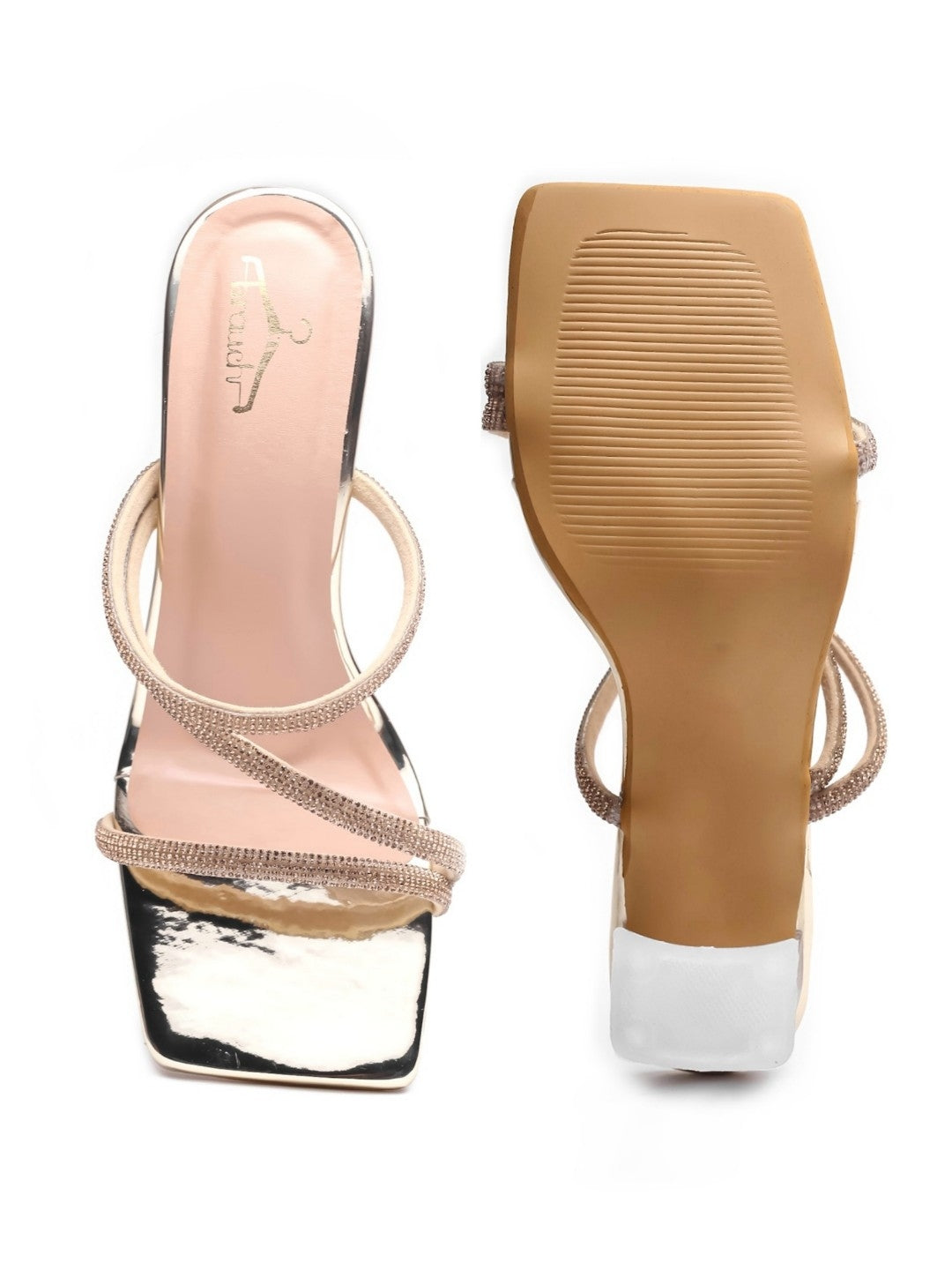 Brauch Gold Rhinestone Multistrap heel