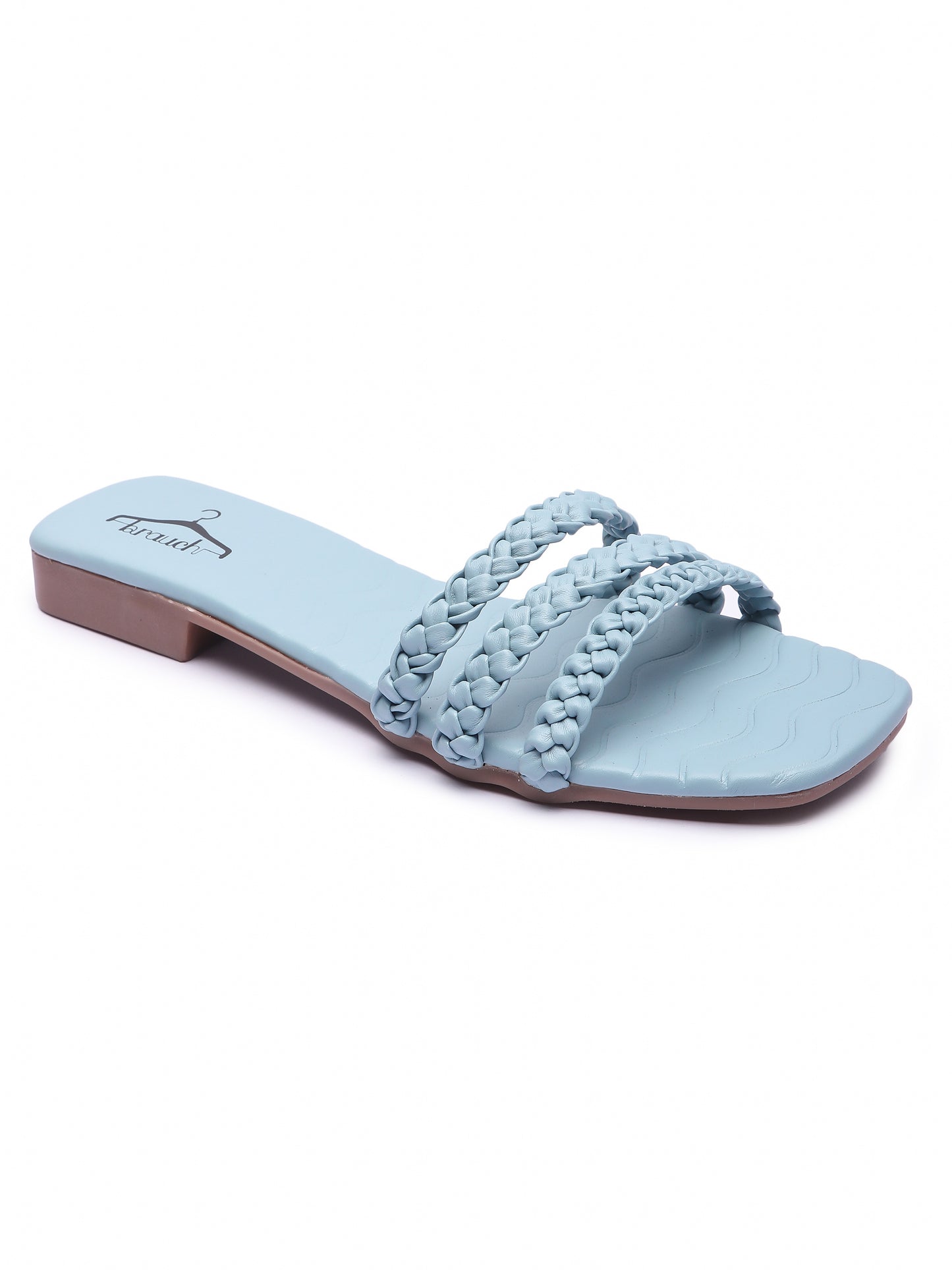 Brauch Blue Braided Multistrap Patterned Flats