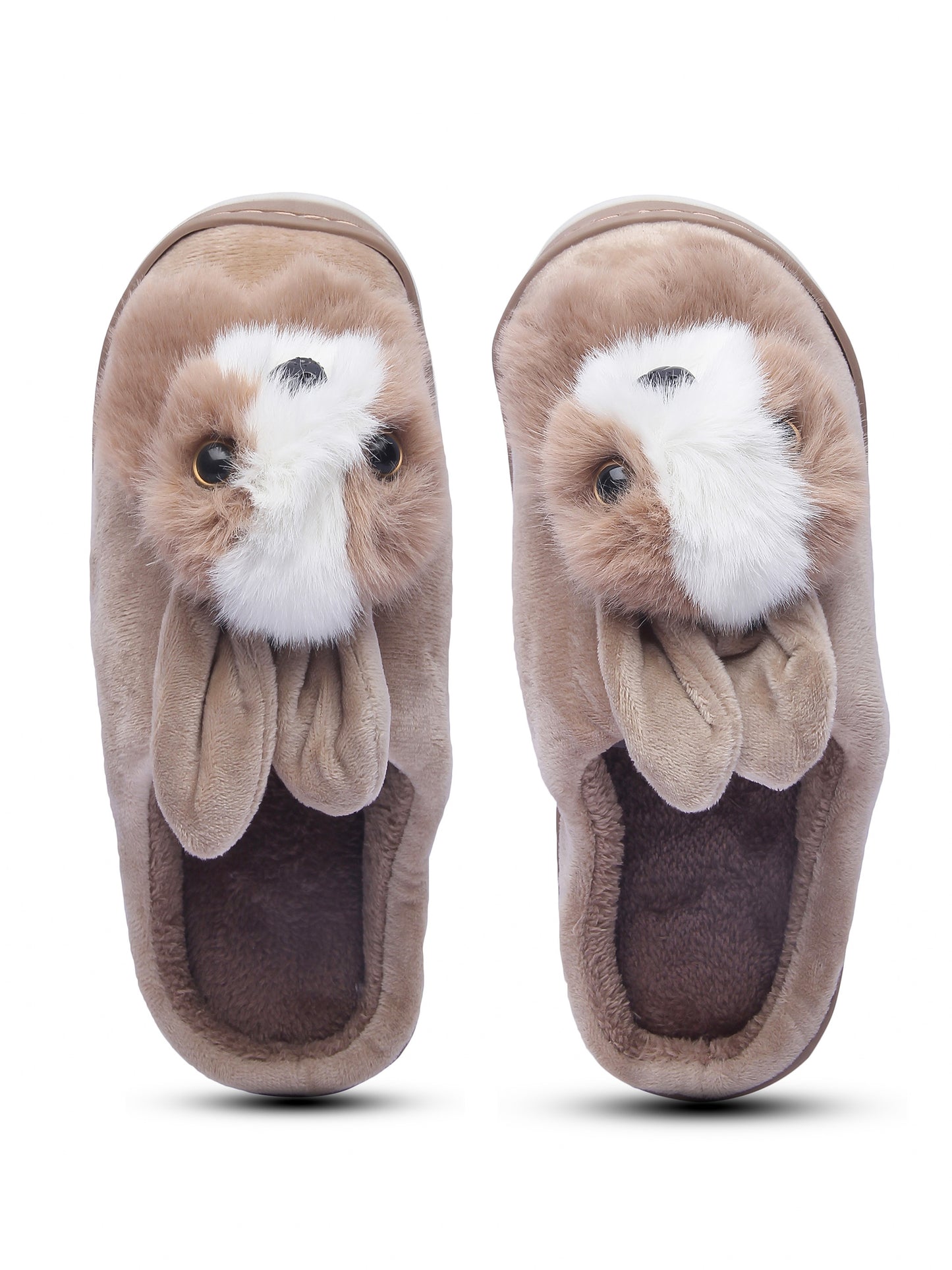 Brauch Women's Tan Cute Rabbit Winter Slippers