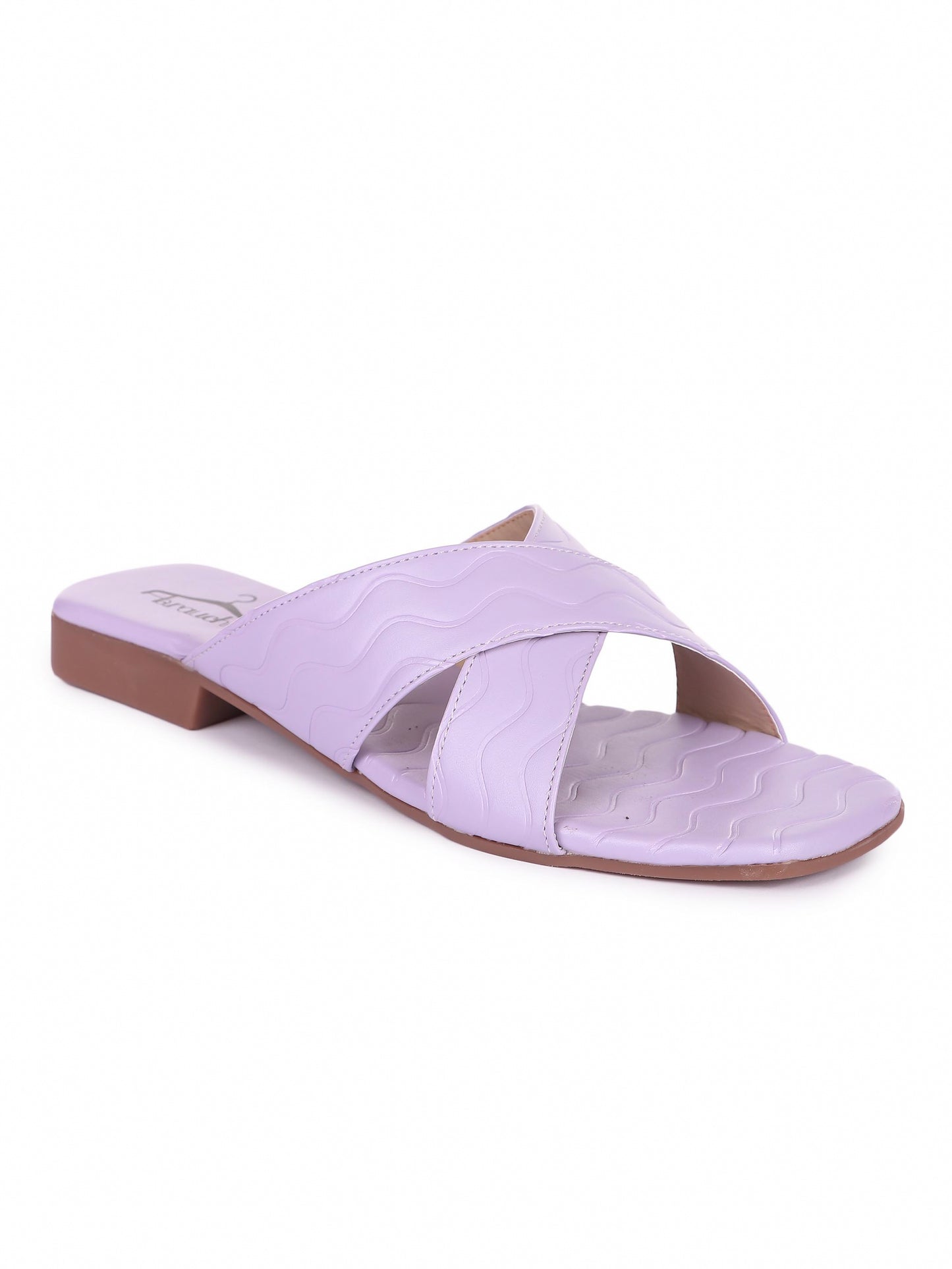Brauch Lavender Cross Strap Patterned Flats