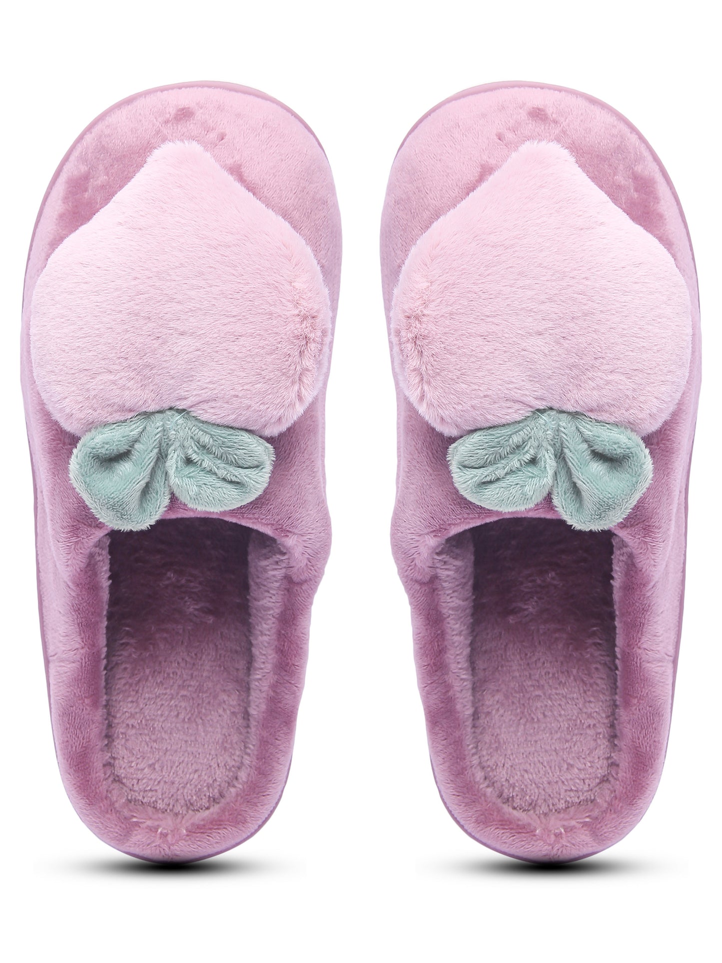 Brauch Women's Purple Fur Heart Apple Winter Slippers