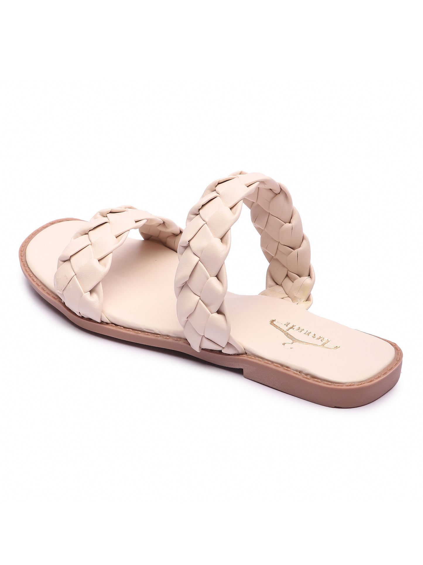 Brauch Women's Cream Braided Strap Flats