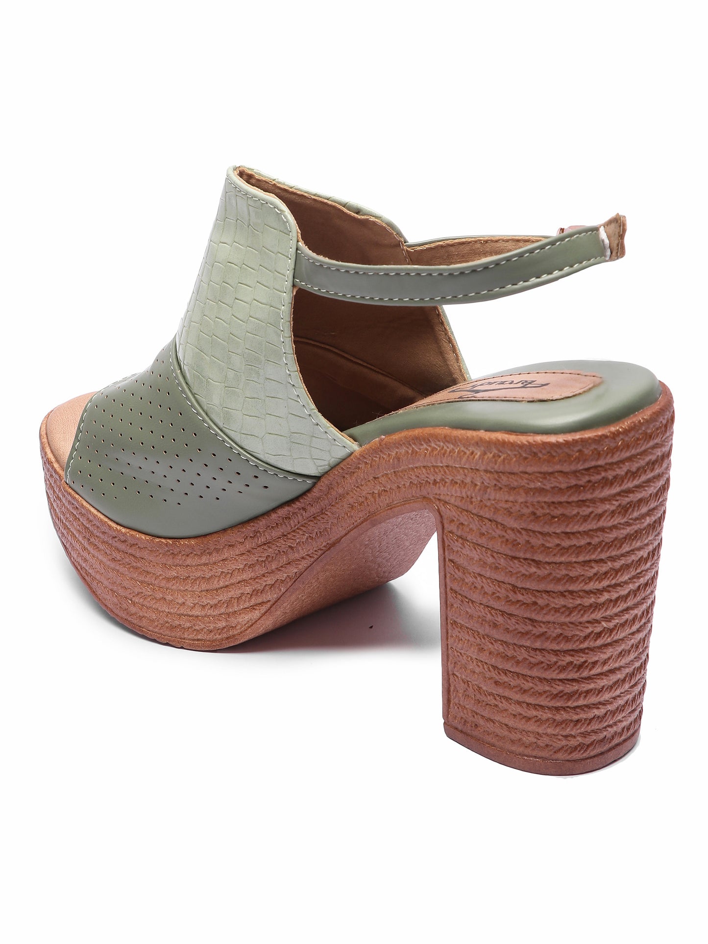 Brauch Olive Ankle Loop High Platform Heel Sandal