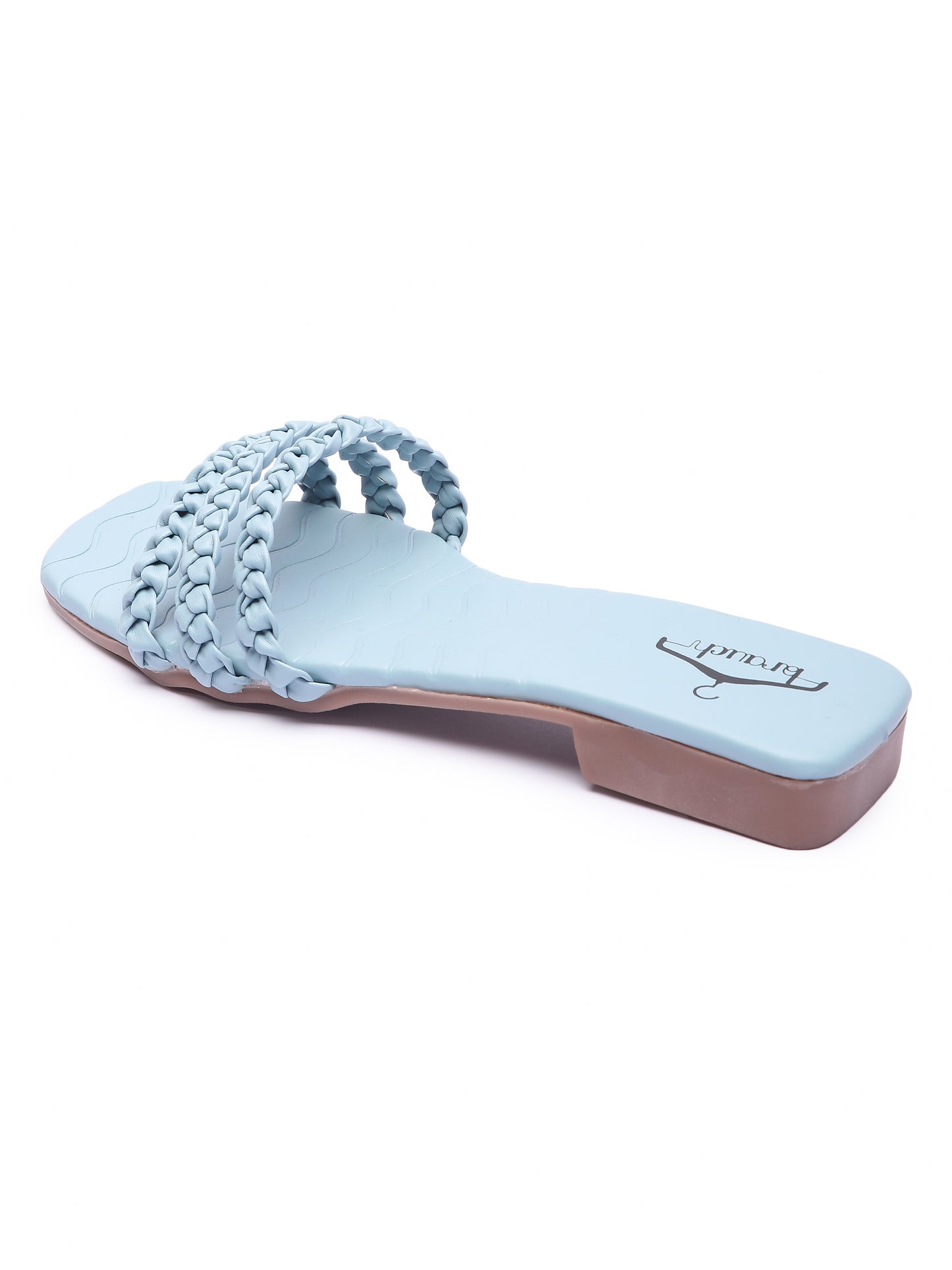 Brauch Blue Braided Multistrap Patterned Flats