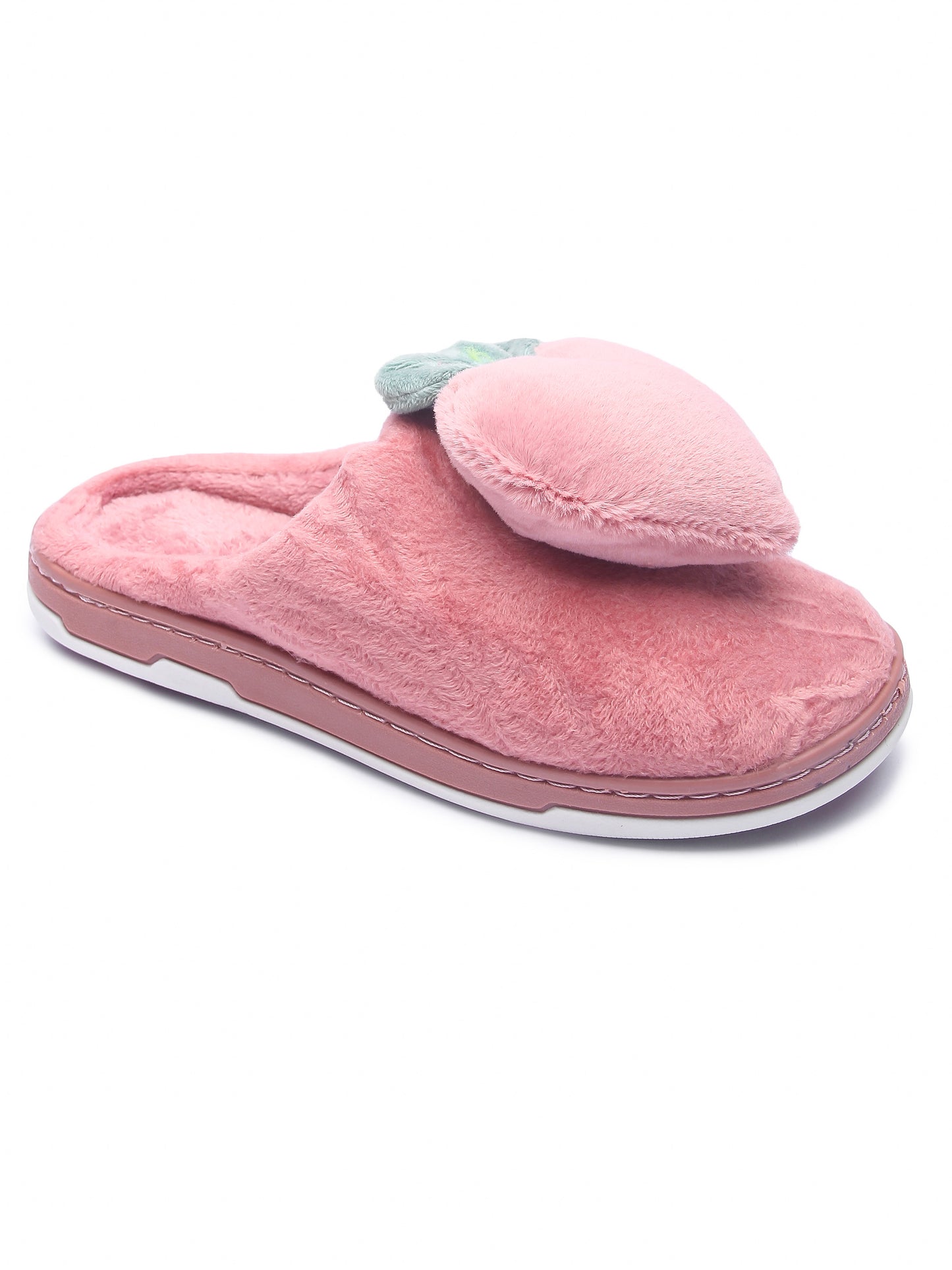Brauch Women's Pink Fur Heart Apple Winter Slippers