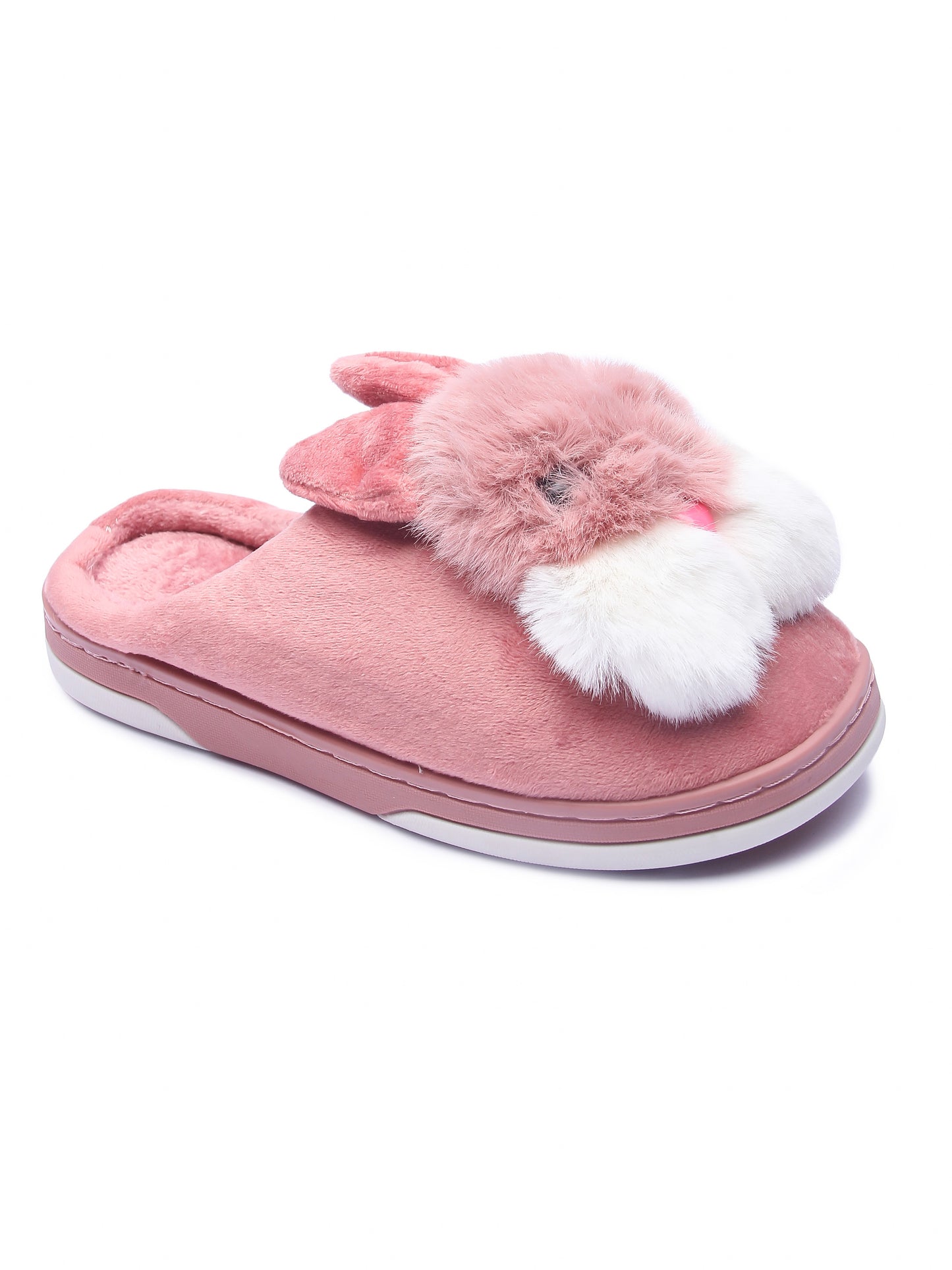 Brauch Women's Pink Furry Rabbit Winter Slippers