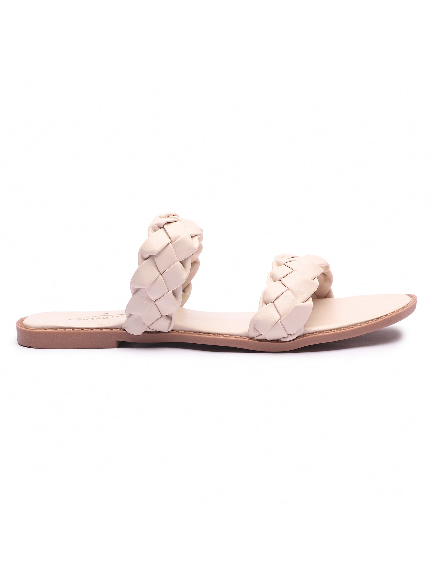 Brauch Women's Cream Braided Strap Flats