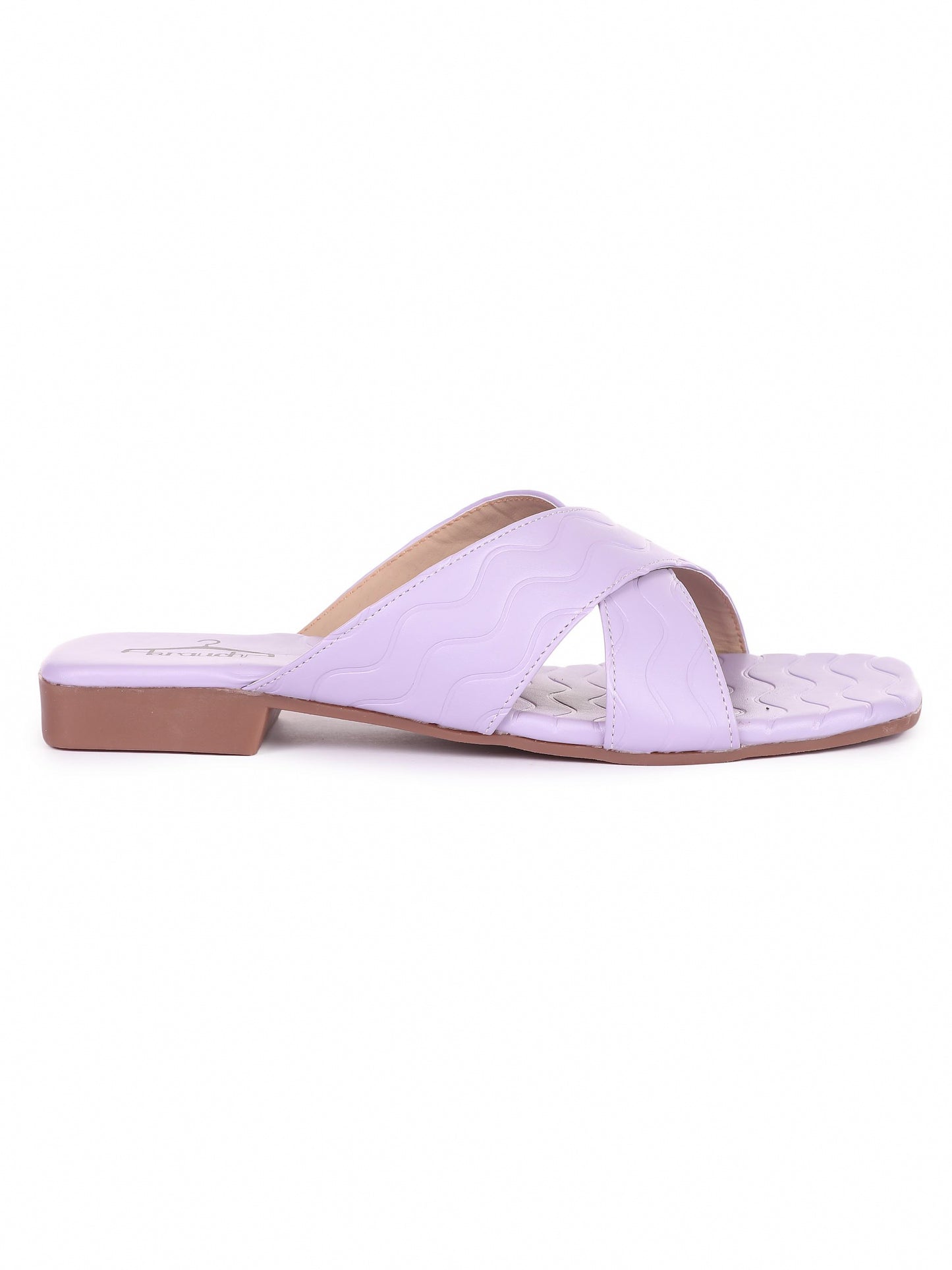 Brauch Lavender Cross Strap Patterned Flats