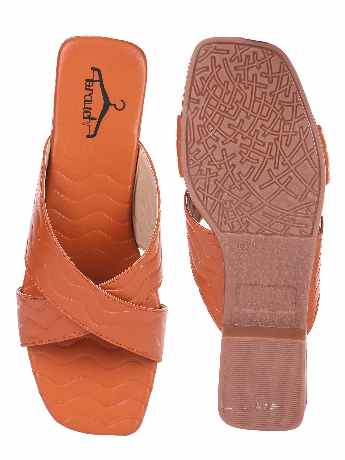 Brauch Tan Cross Strap Patterned Flats