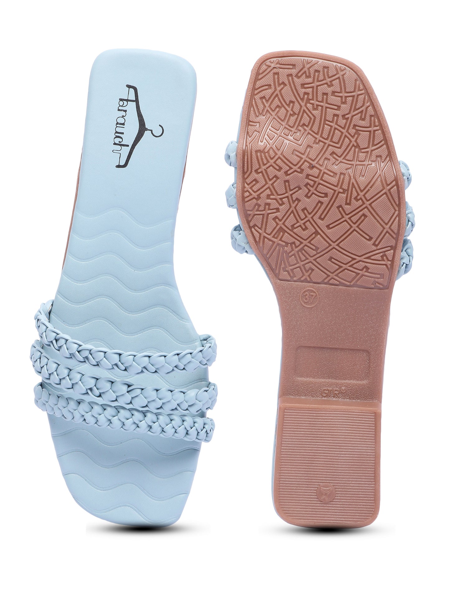 Brauch Blue Braided Multistrap Patterned Flats