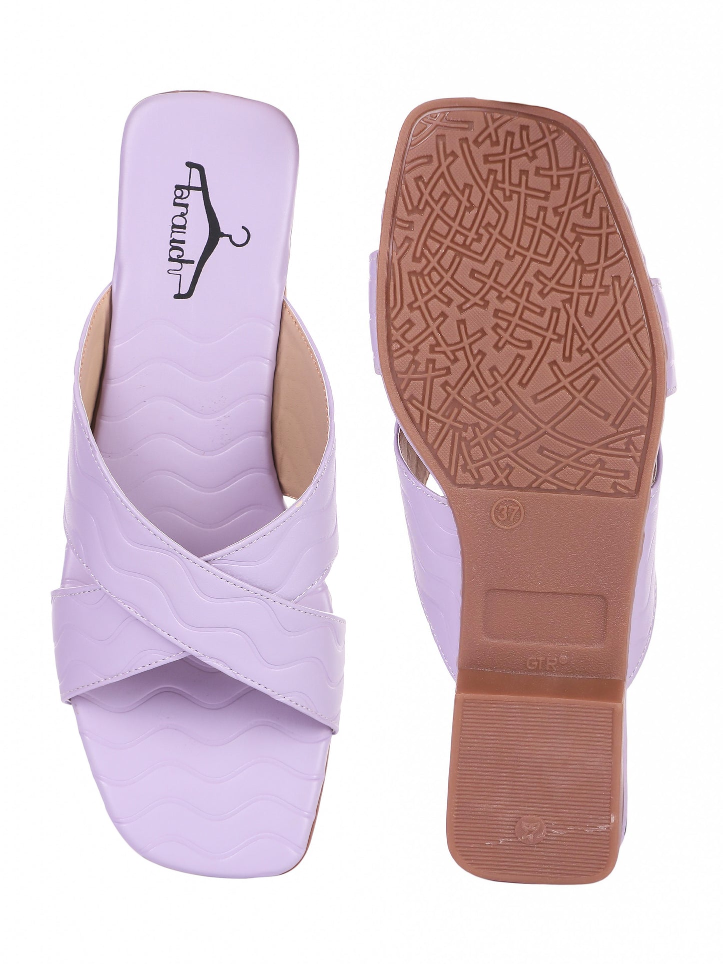 Brauch Lavender Cross Strap Patterned Flats