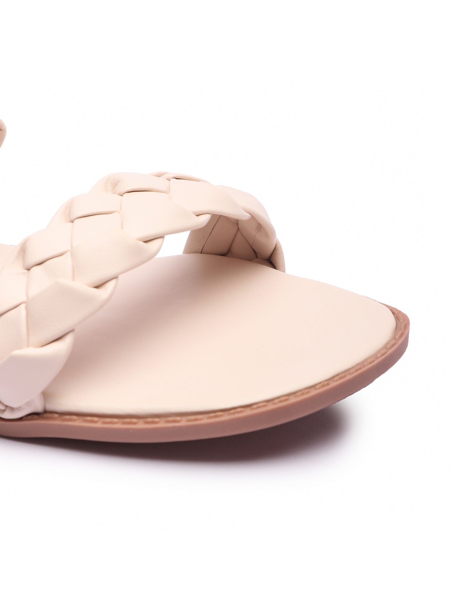 Brauch Women's Cream Braided Strap Flats