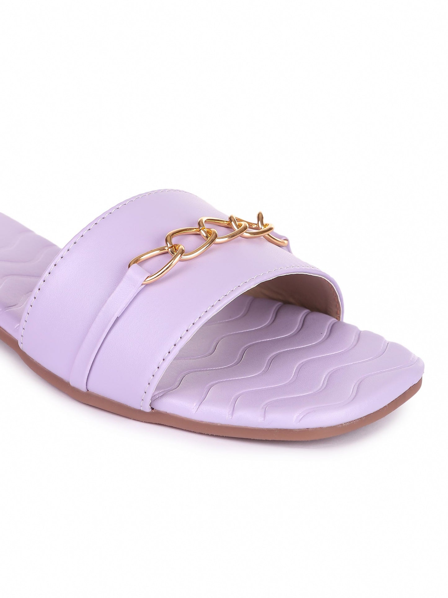 Brauch Lavender Buckle Strap Patterned Flats