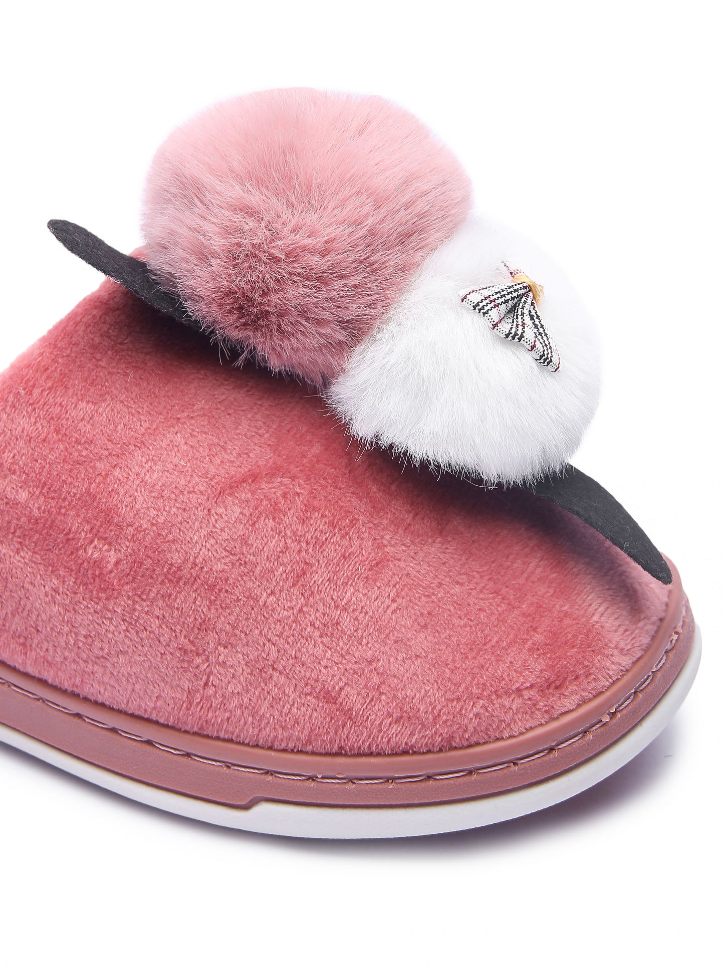 Brauch Women's Pink Bow Kitty Winter Slippers