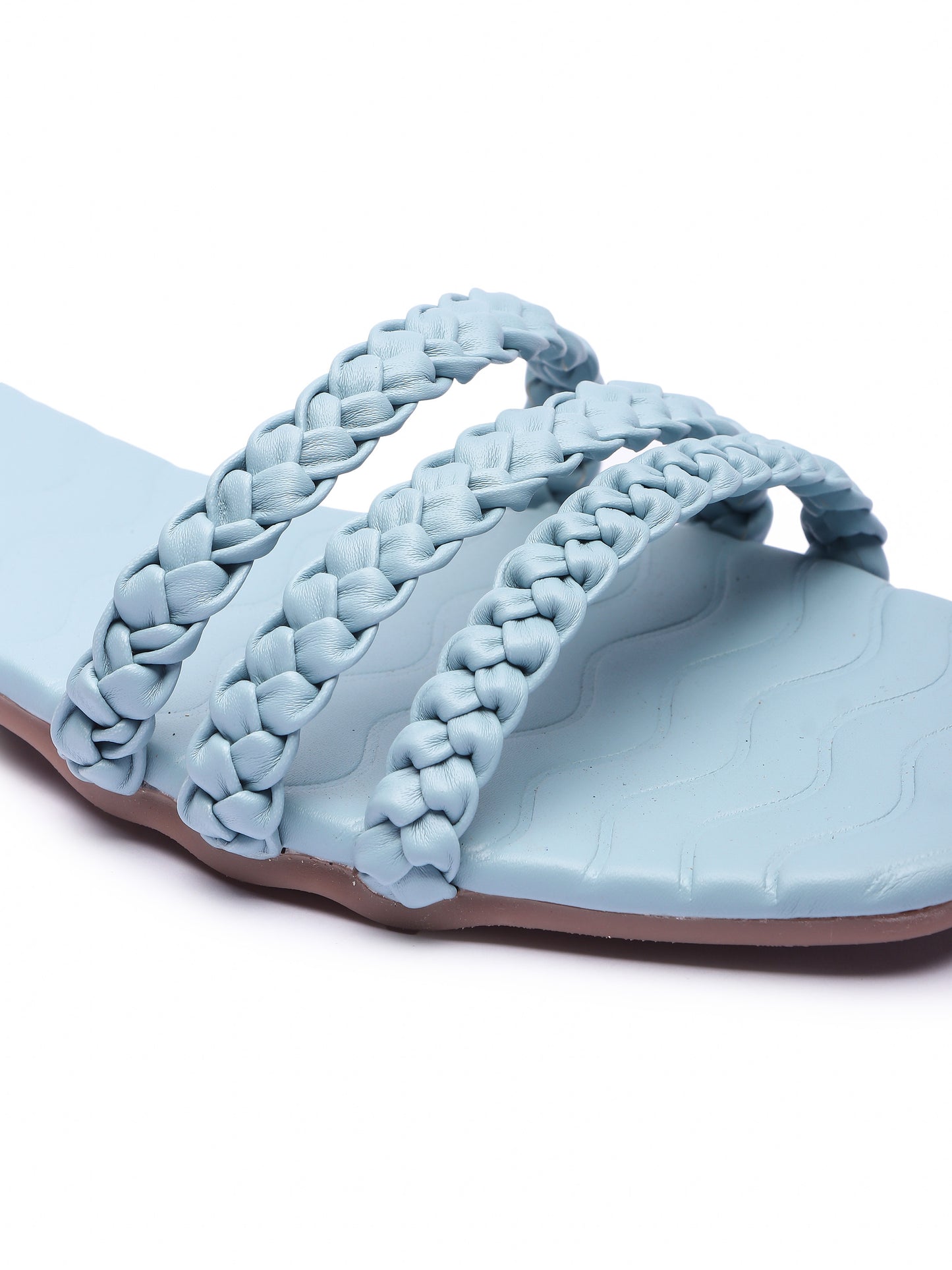 Brauch Blue Braided Multistrap Patterned Flats