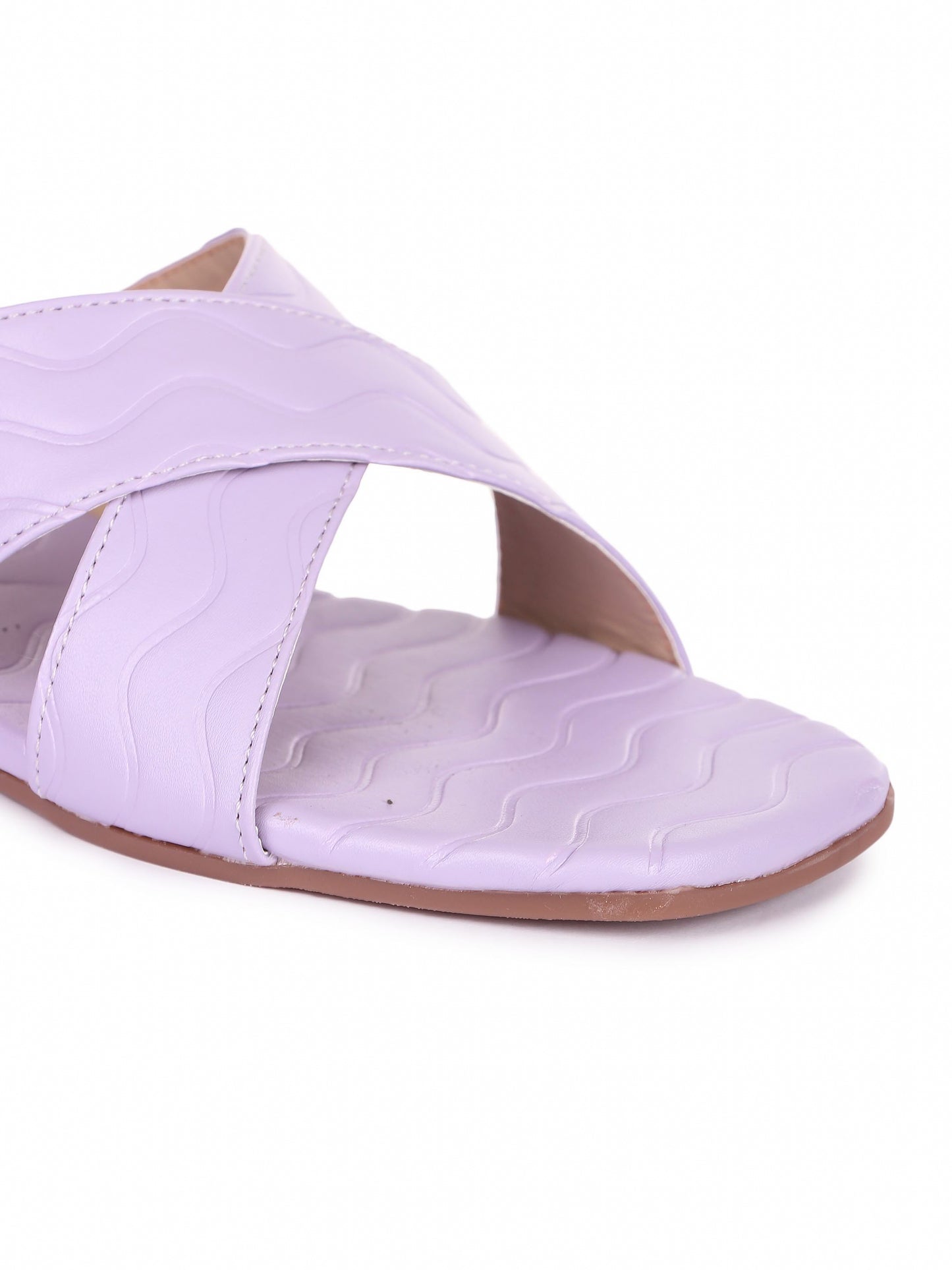 Brauch Lavender Cross Strap Patterned Flats