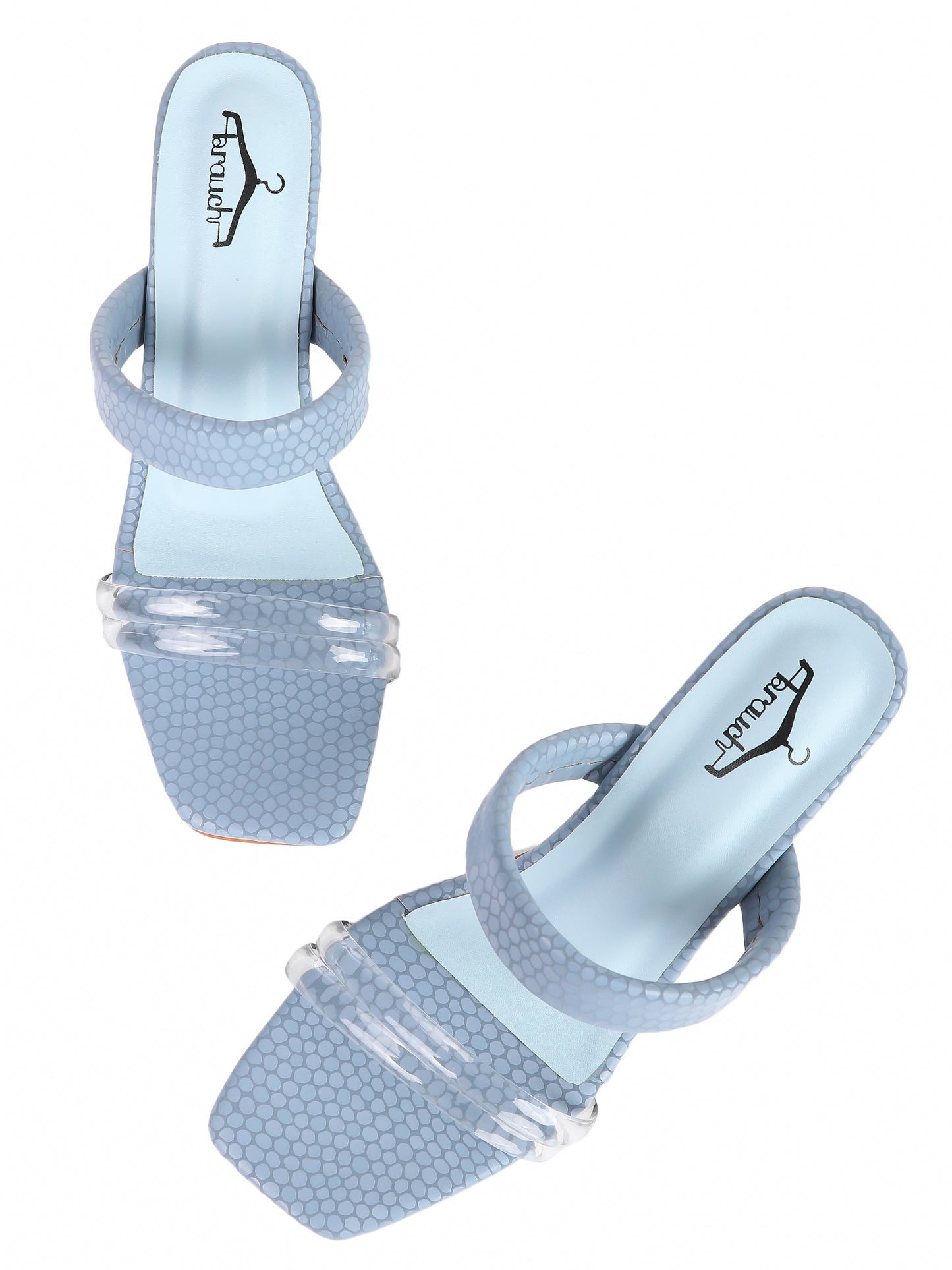 Brauch Women Blue Transparent Patterned Prism Block Heel