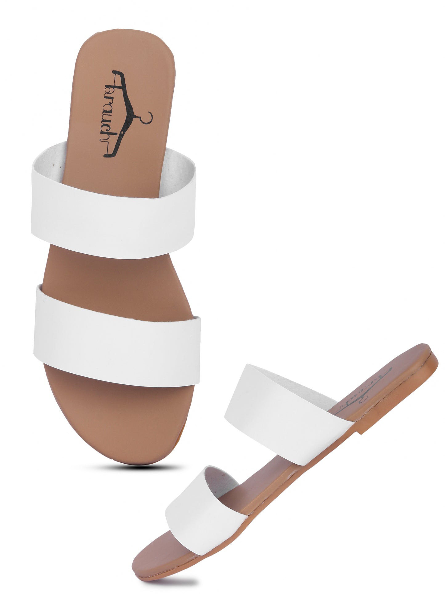 Brauch Women's White Strap Flats