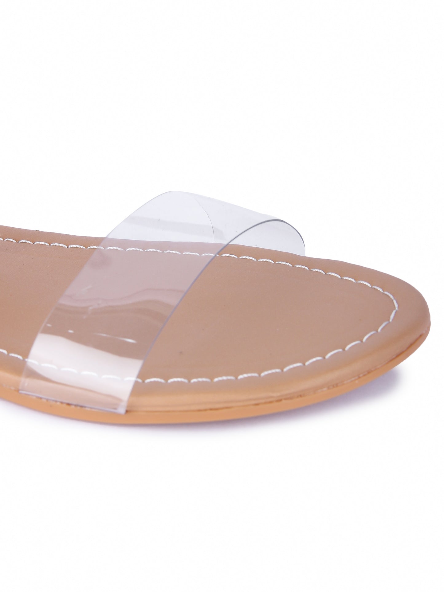 Women Tan Suede Transparent Tie Up Fashion Sandal