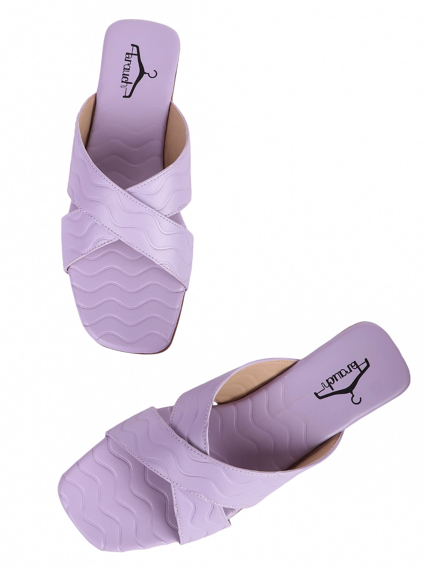 Brauch Lavender Cross Strap Patterned Flats