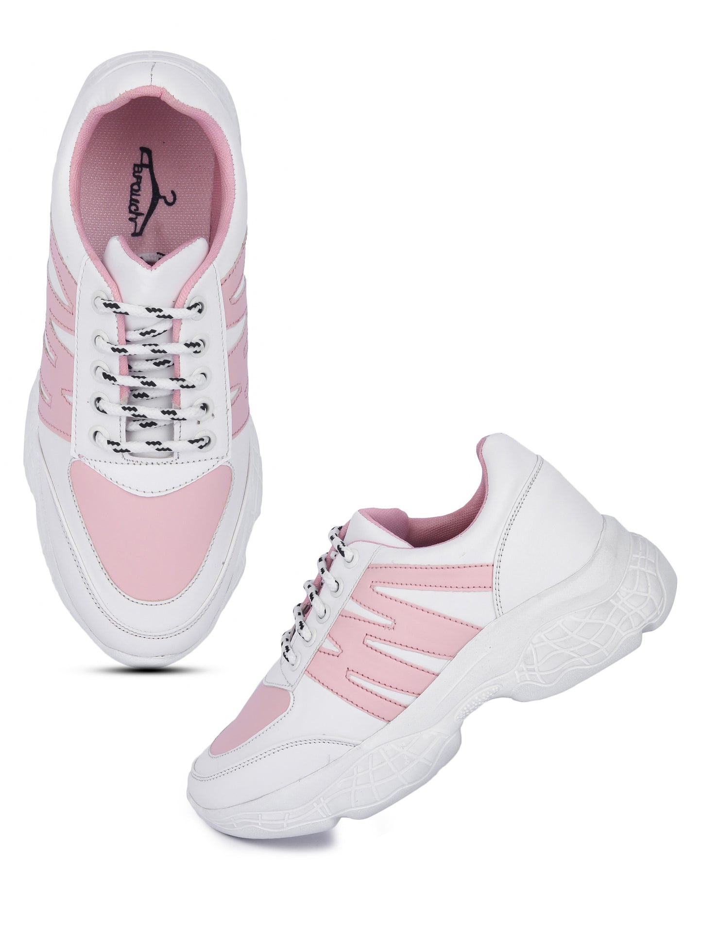 White Stylish Pink Striped Casual Sneaker