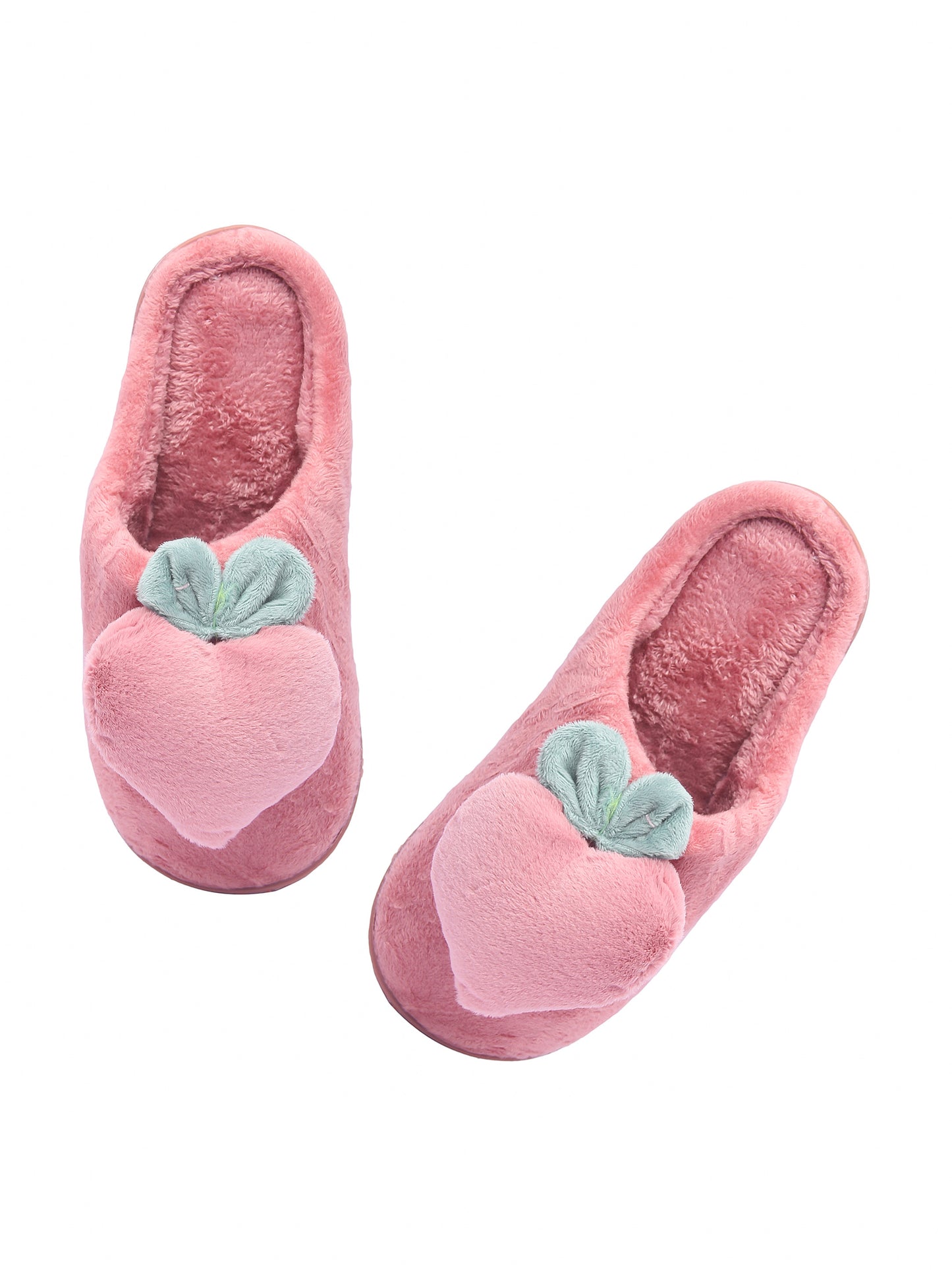 Brauch Women's Pink Fur Heart Apple Winter Slippers