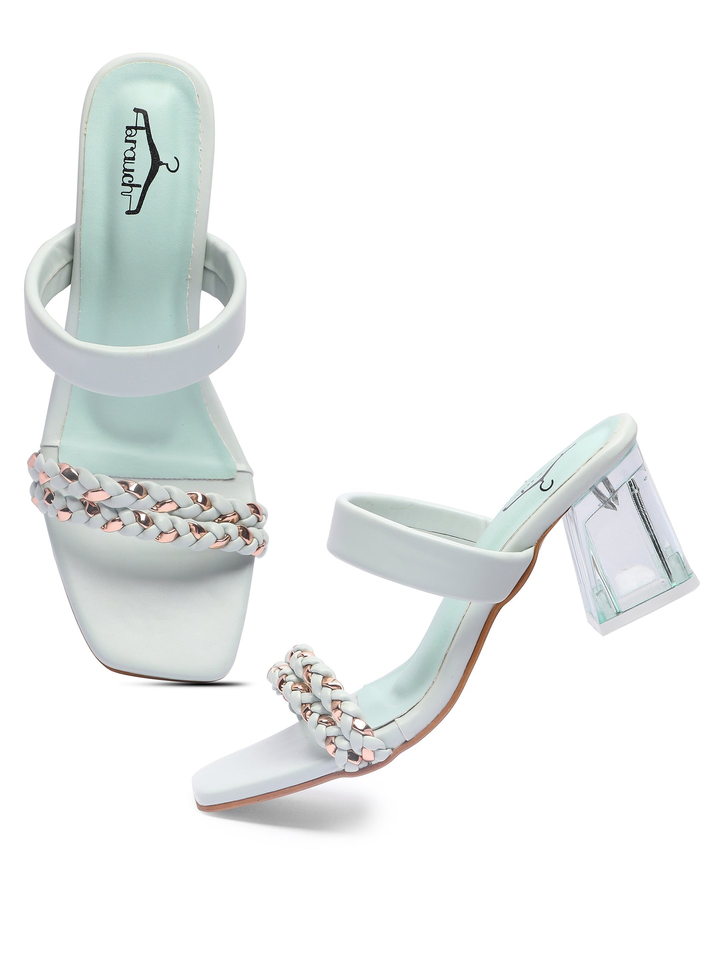 Brauch Women's Sea Green Golden Strap Prism Block Heel