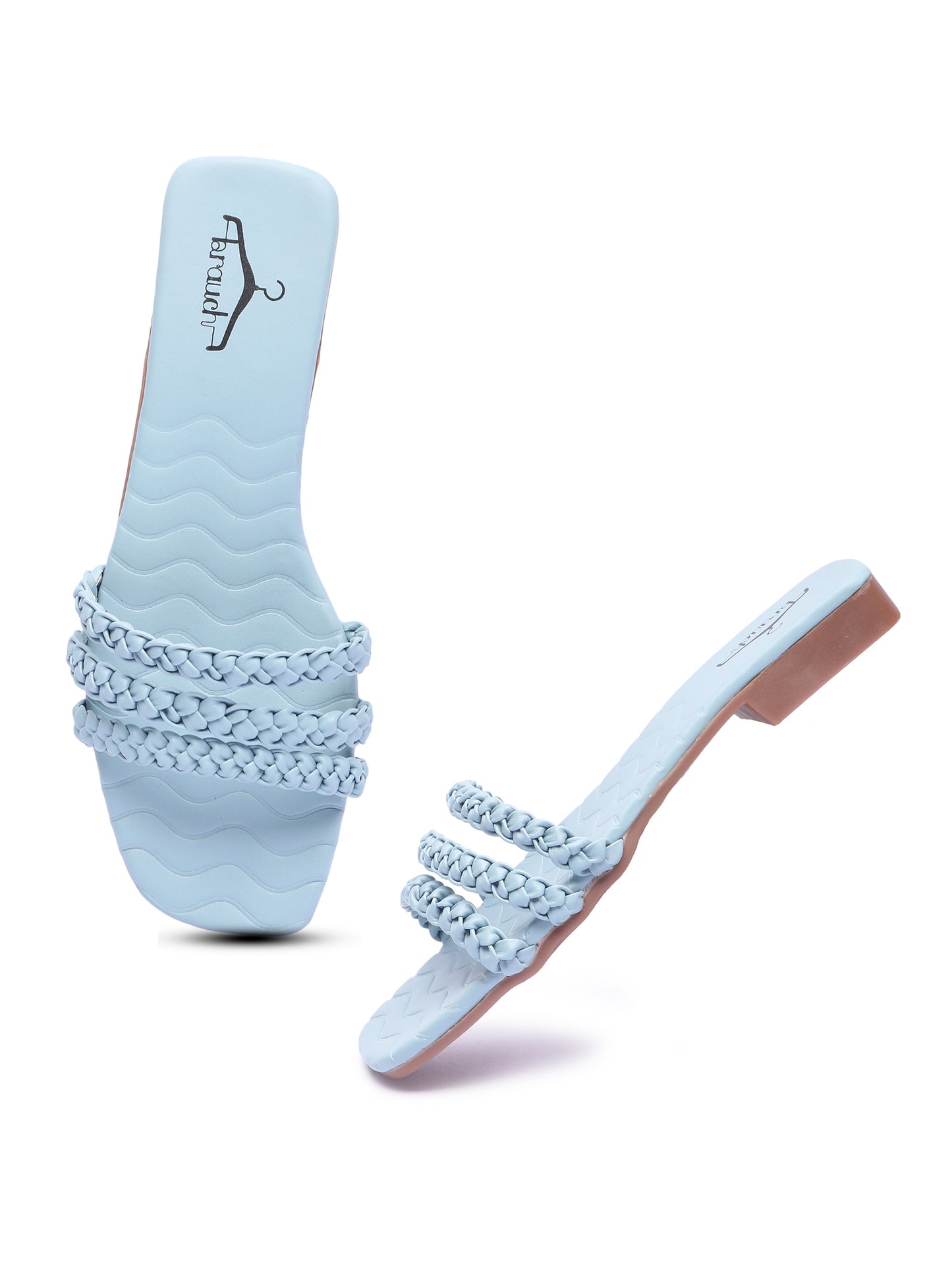 Brauch Blue Braided Multistrap Patterned Flats