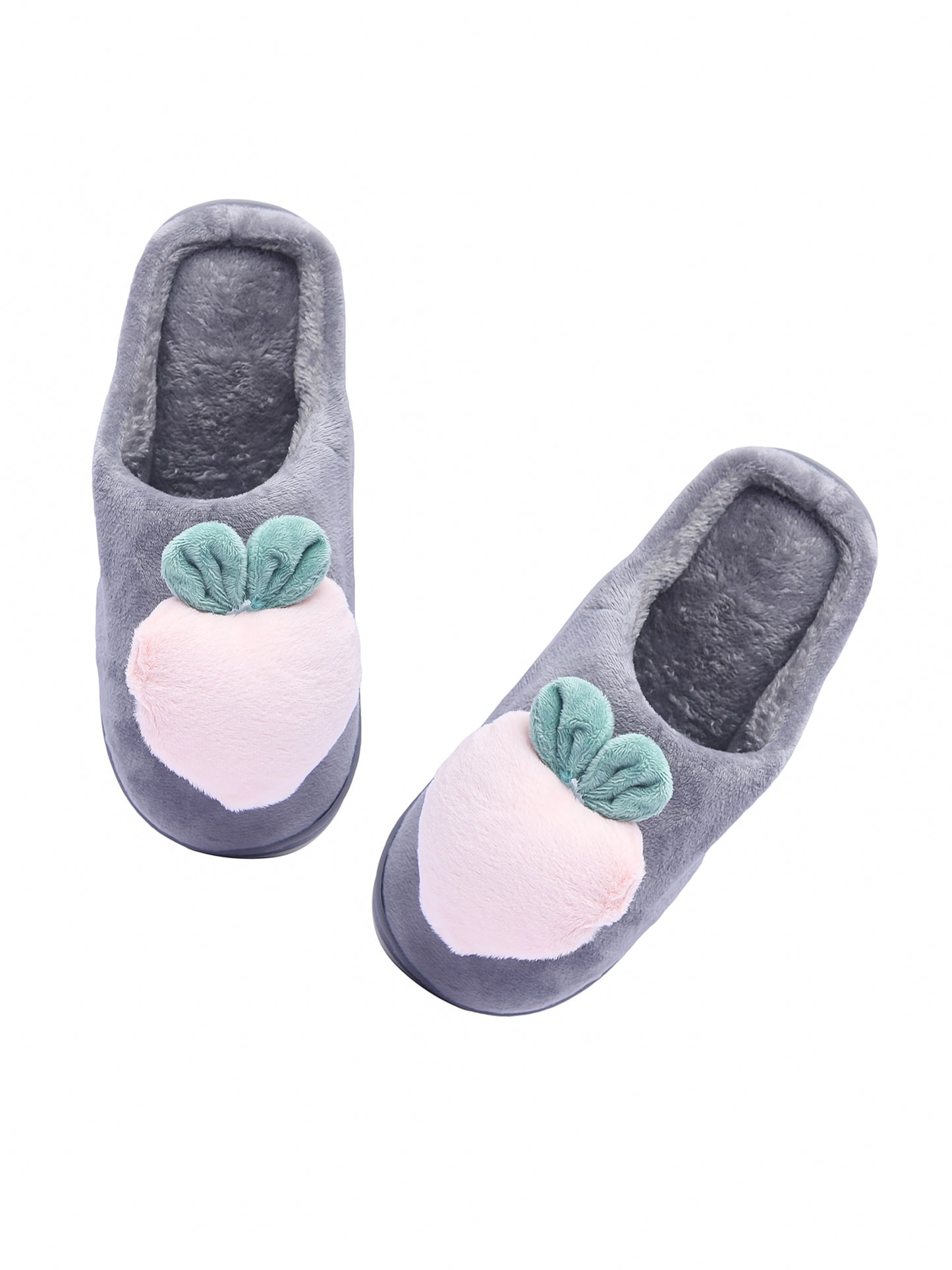 Brauch Women's Grey Fur Heart Apple Winter Slippers