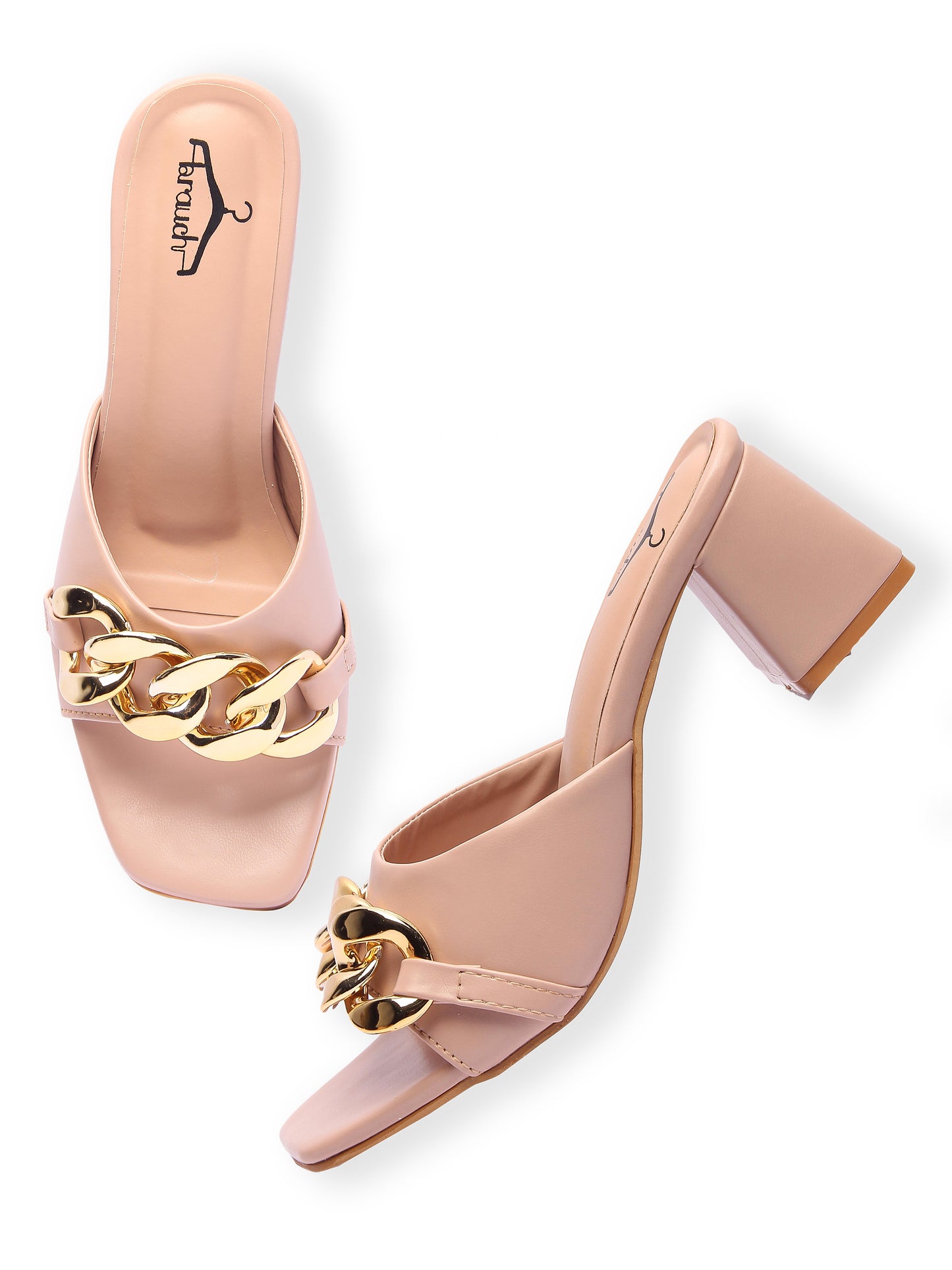 Brauch Women Peach Buckle Block Heel
