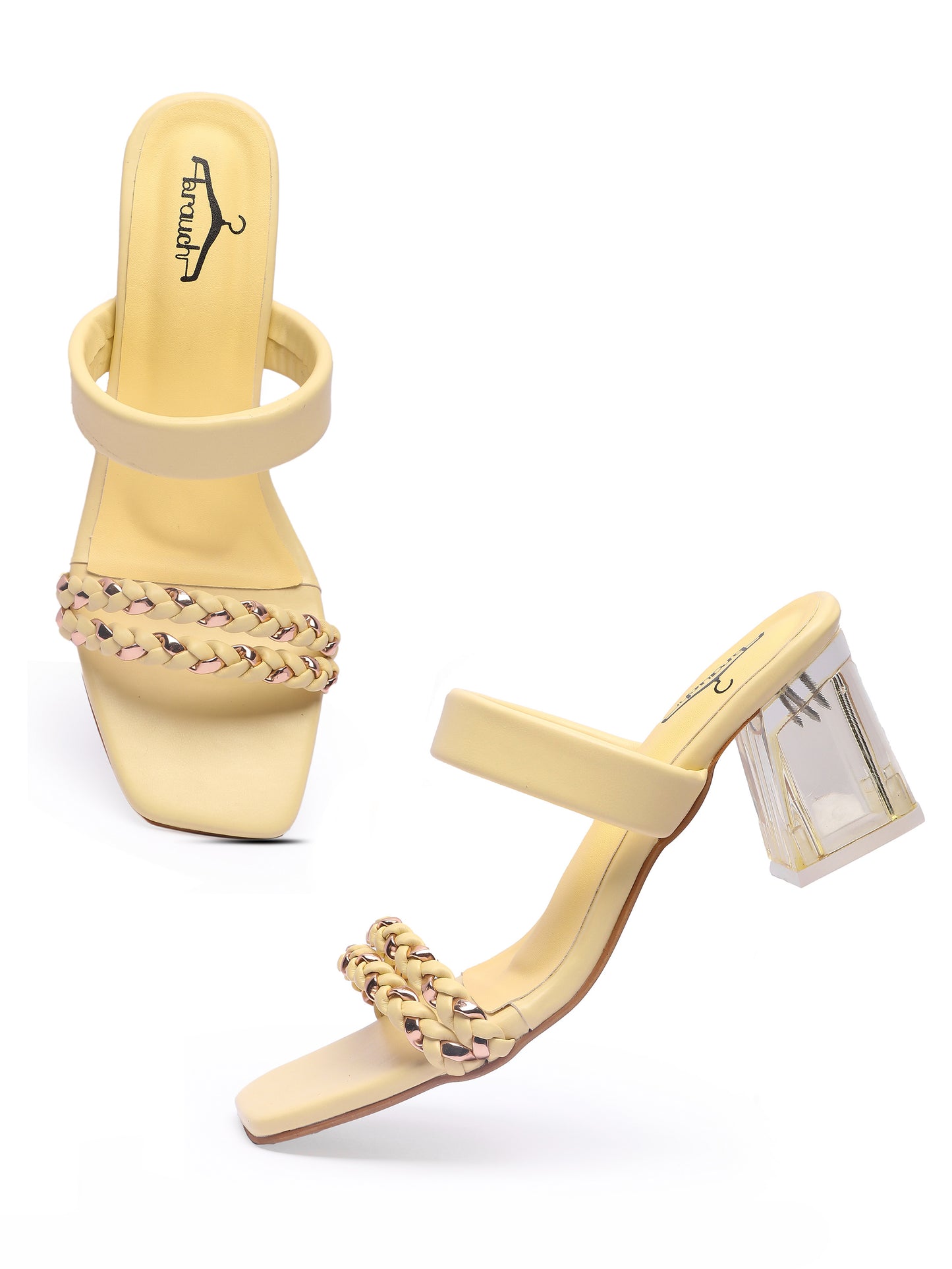 Brauch Women's Yellow Golden Strap Prism Block Heel