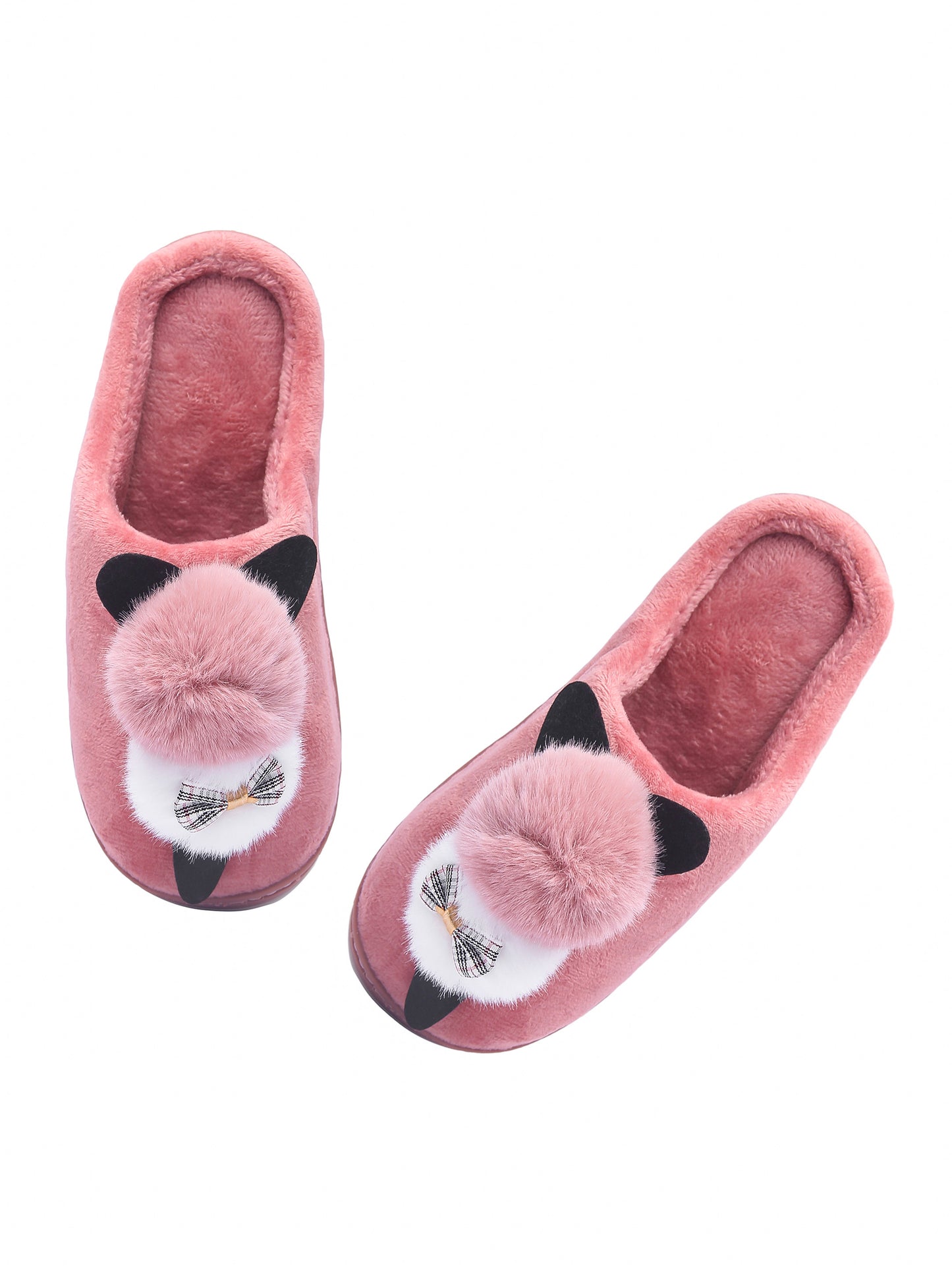 Brauch Women's Pink Bow Kitty Winter Slippers