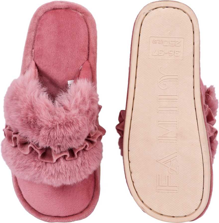 Brauch Women's Maroon Fur Floral Winter Slippers…