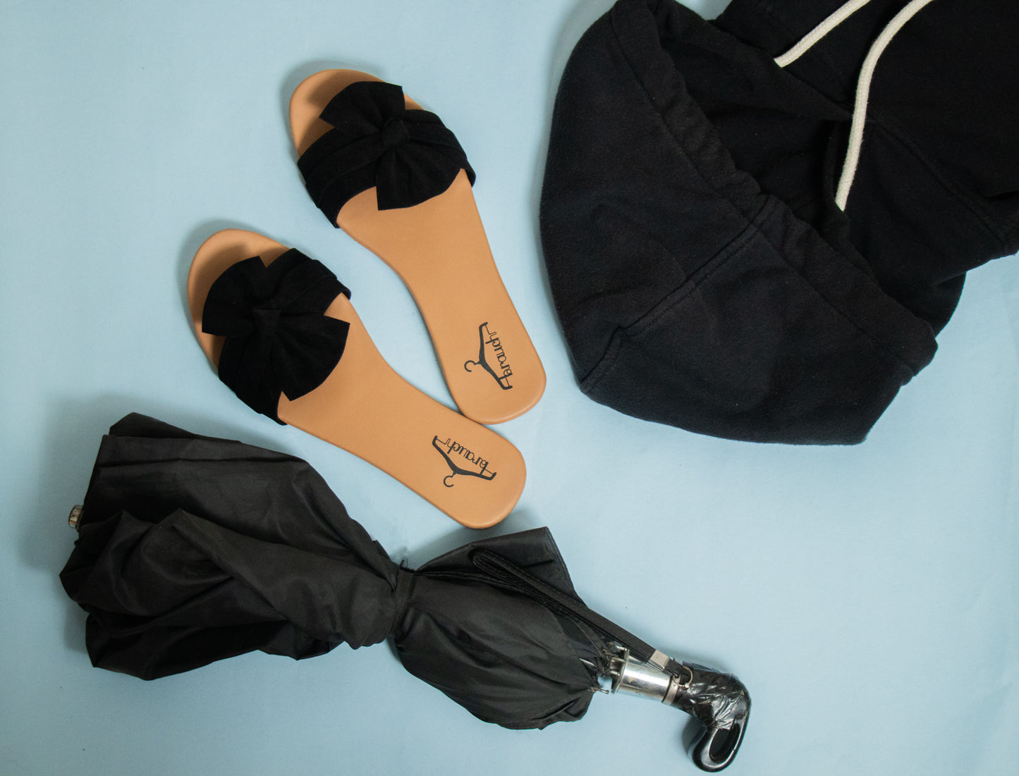 Brauch Women's Black Suede Bow Flats Slides