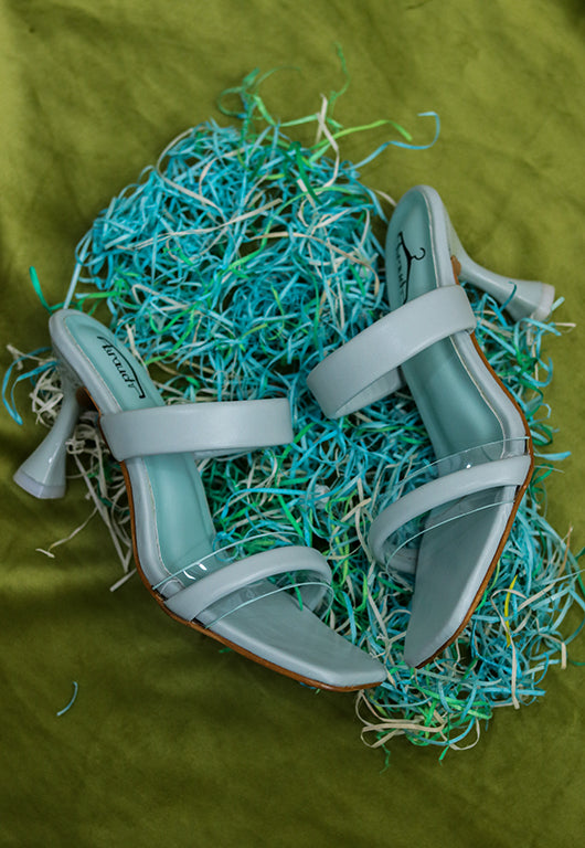 Brauch Women's Sea Green Transparent Upper Spool Heel