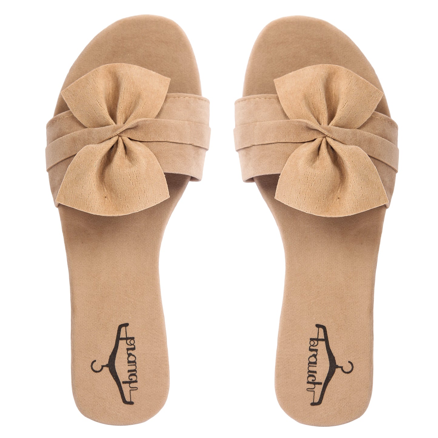 Brauch Women's Tan Suede Bow Flats/Slippers
